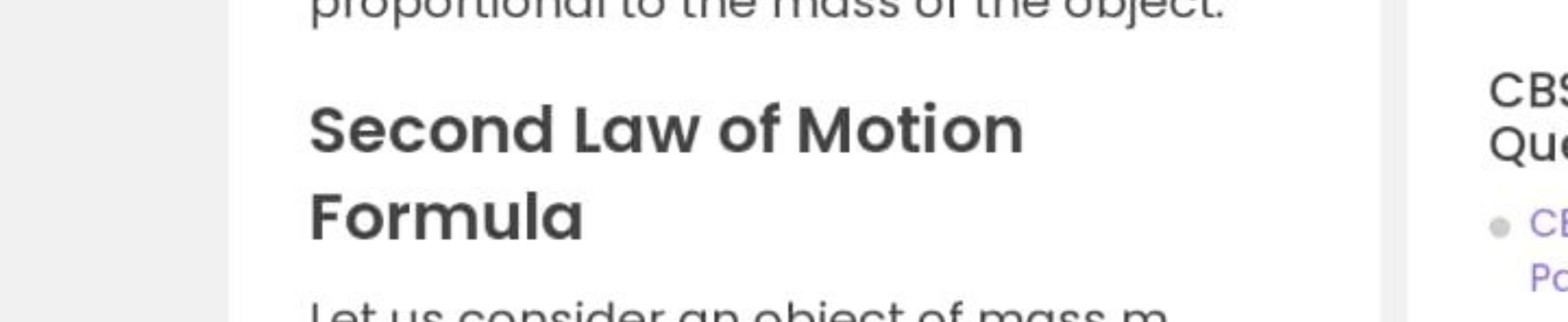 Second Law of Motion Formula