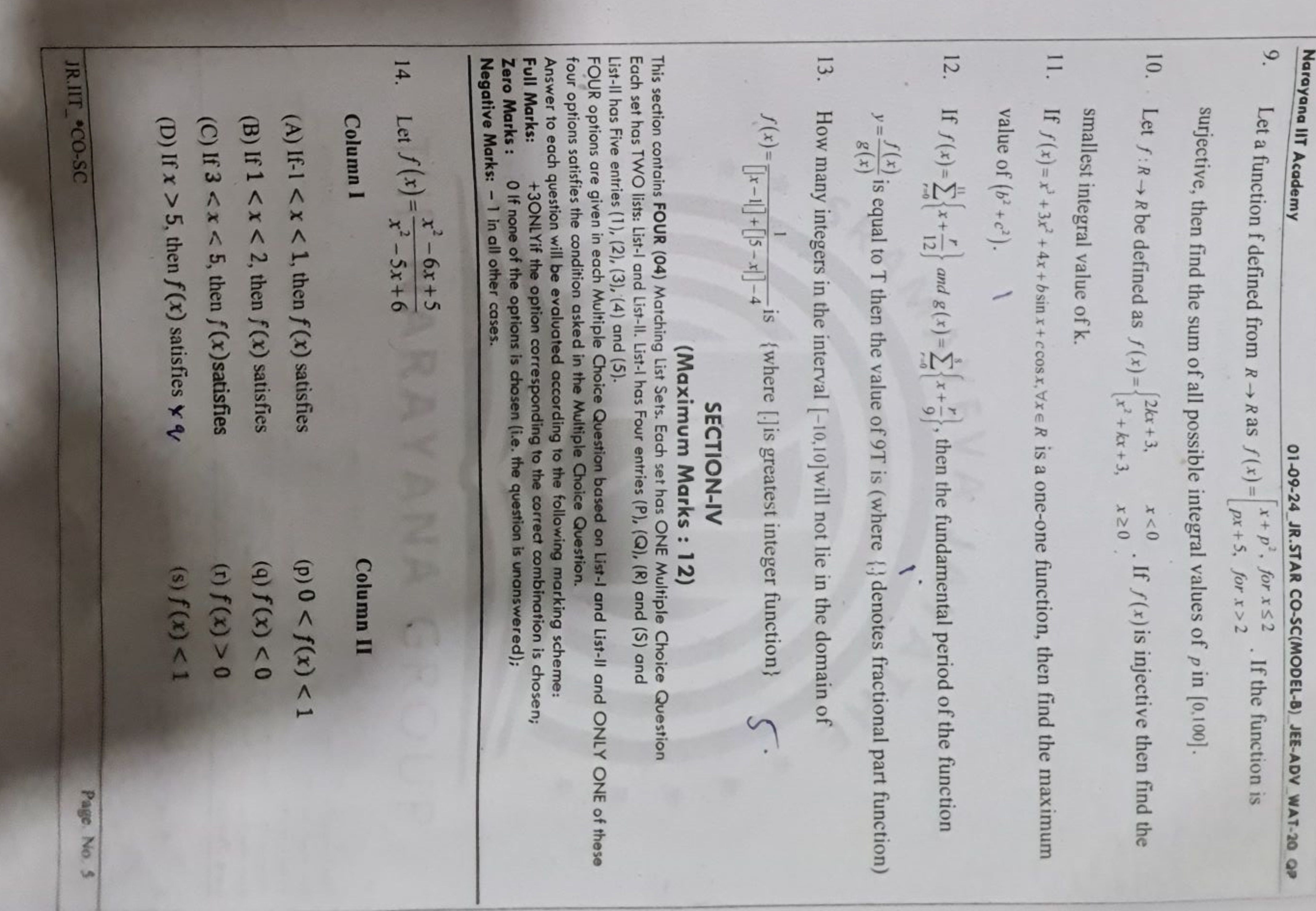 Narayana IIT Academy
01-09-24 JR.STAR CO-SC(MODEL-B) JEE-ADV_WAT-20 QP