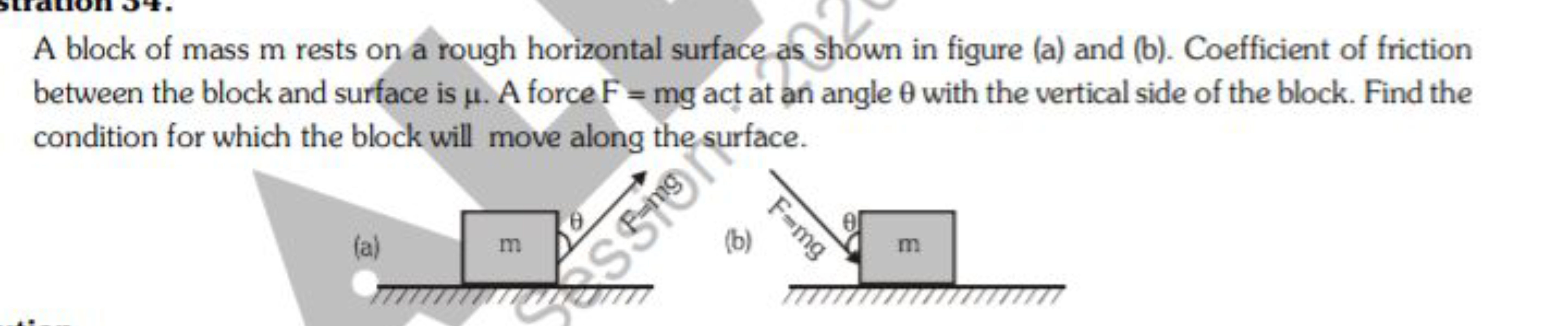 A block of mass m rests on a rough horizontal surface as shown in figu