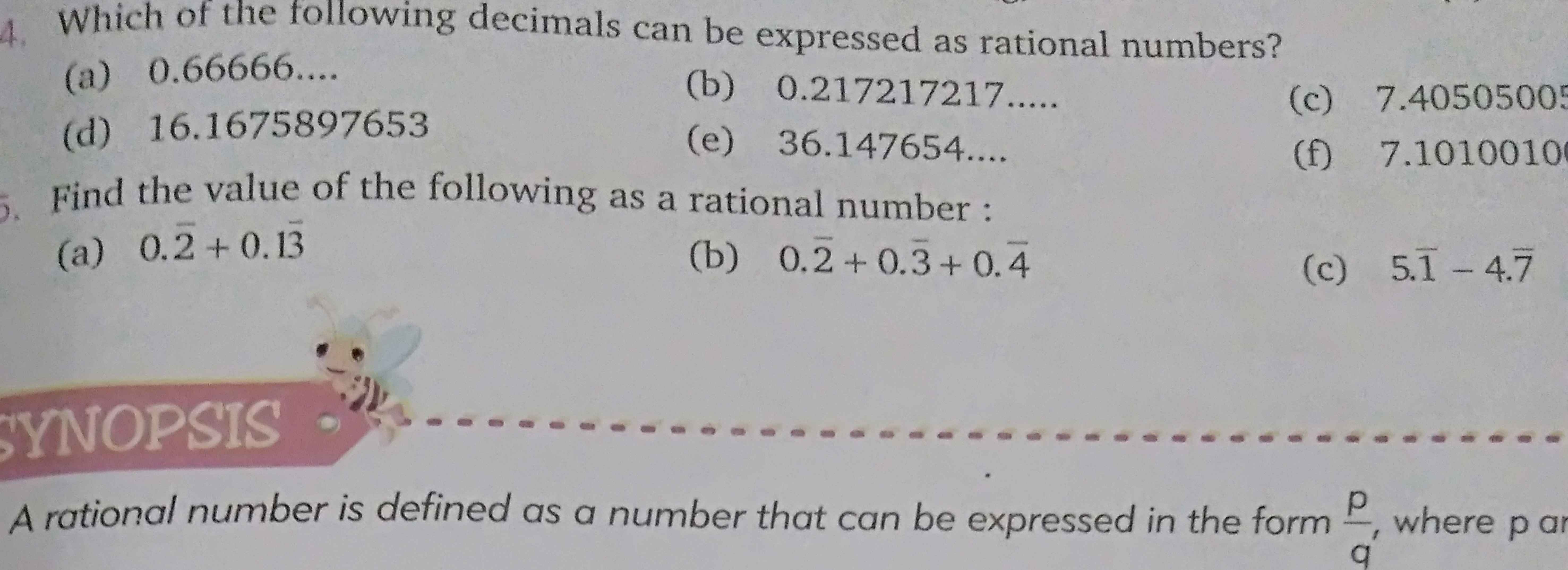 4. Which of the following decimals can be expressed as rational number