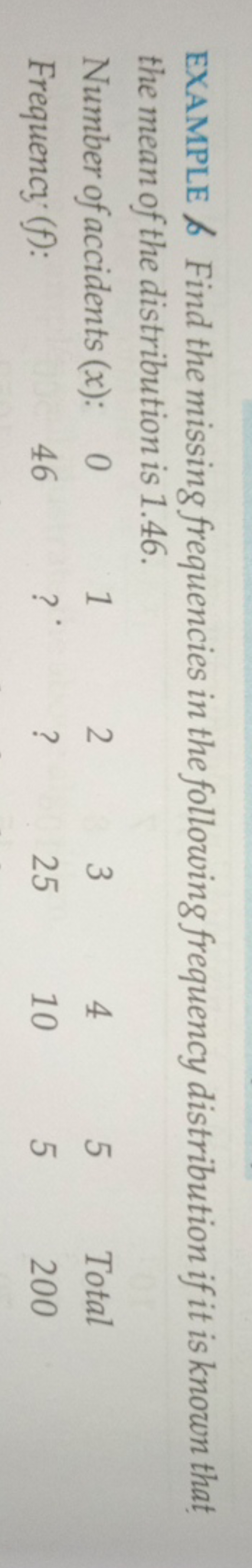 EXAMPLE 6 Find the missing frequencies in the following frequency dist