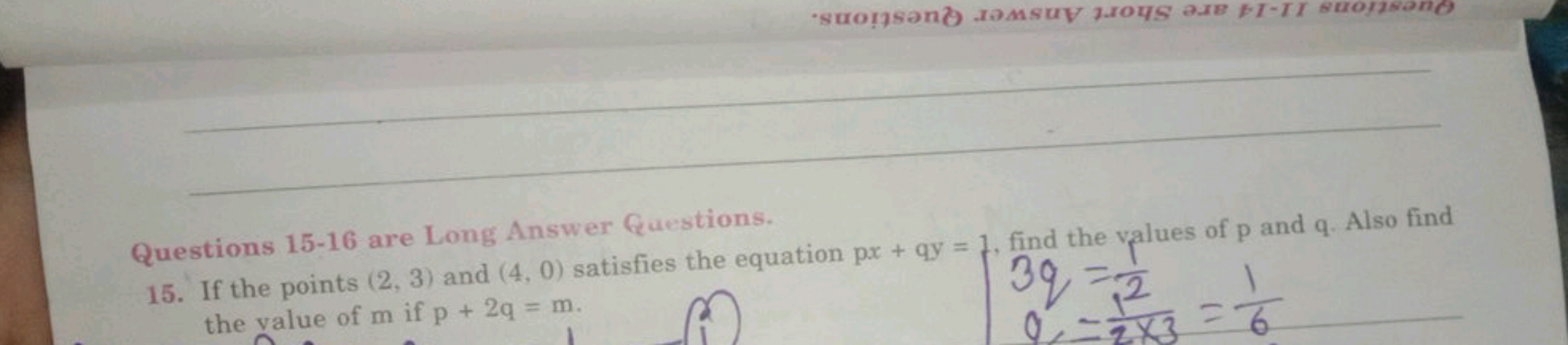 Questions 15-16 are Long Answer Questions.
15. If the points (2,3) and