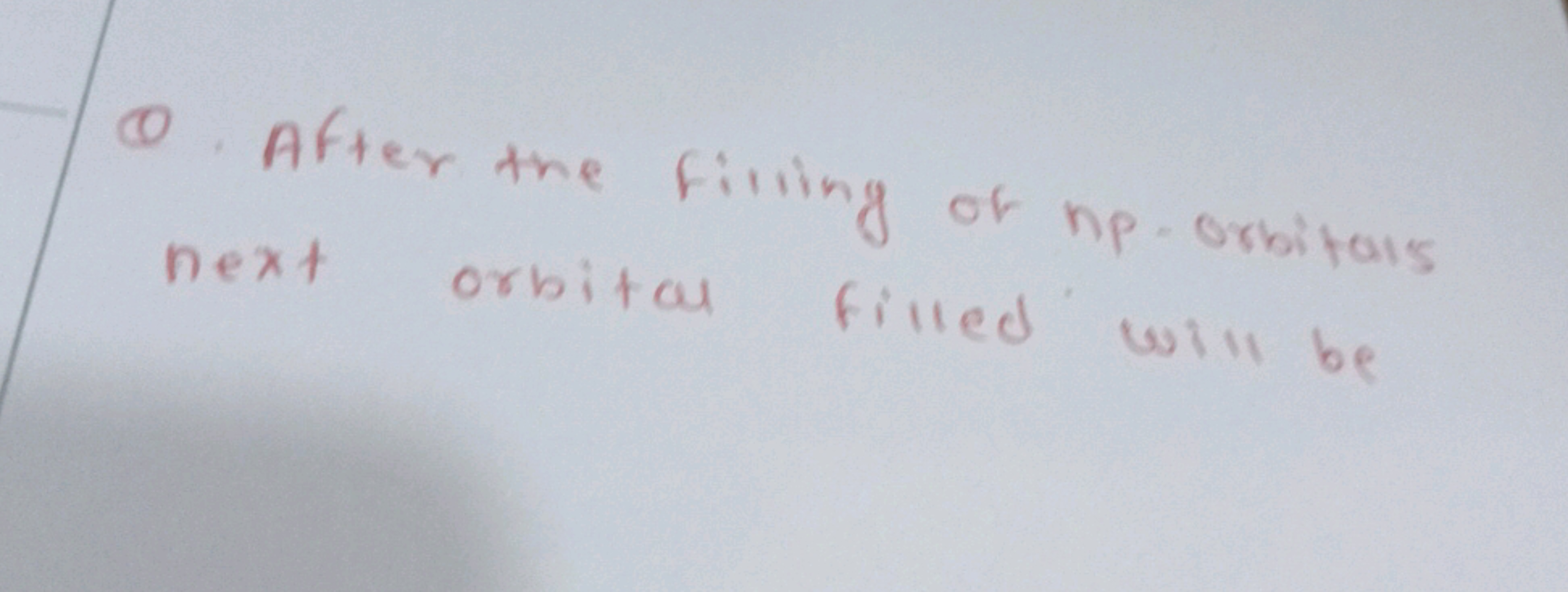 Q. After the filling of np-orbitals next orbital filled will be