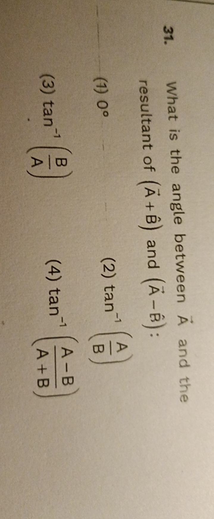 31. What is the angle between A and the resultant of (A+B^) and (A−B^)