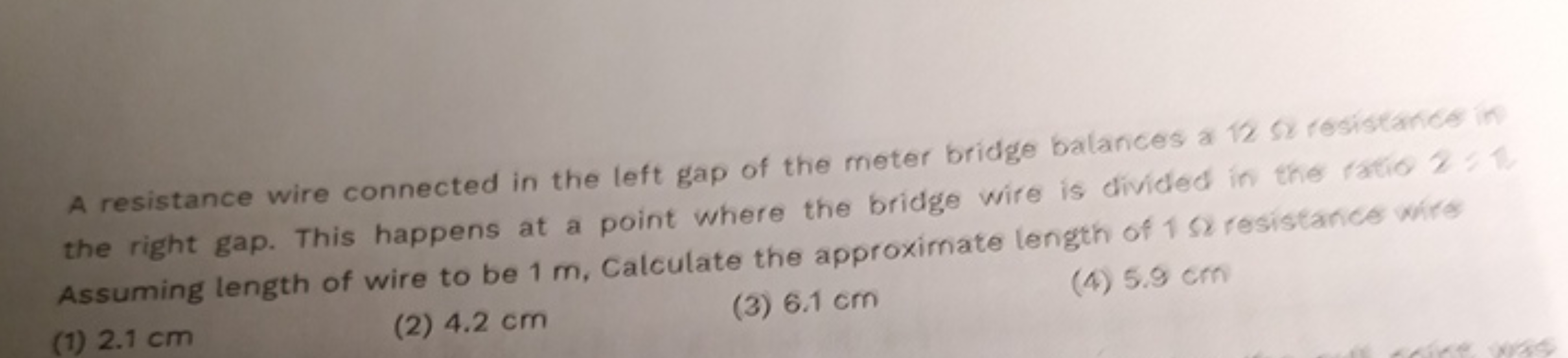 A resistance wire connected in the left gap of the meter bridge balanc