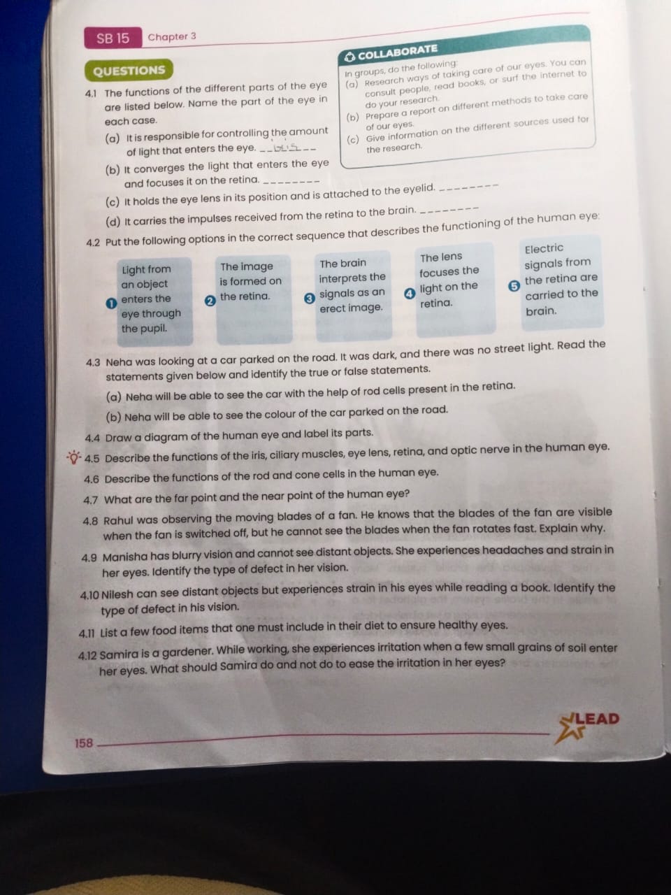 SB 15
Chapter 3
QUESTIONS
4.1 The functions of the different parts of 