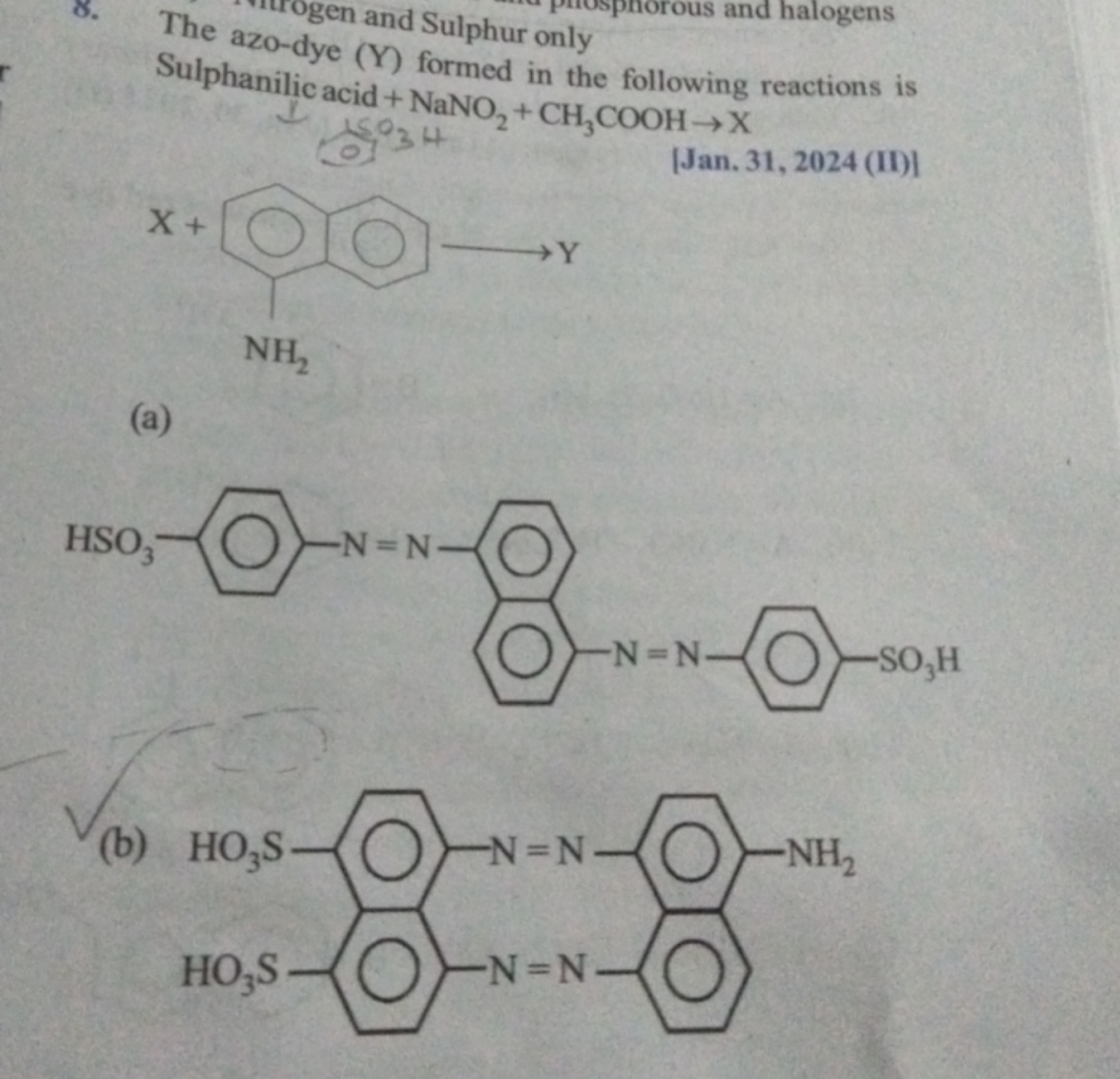 gen and Sulphur only
Sulpha-dye ( Y ) formed in the following reaction