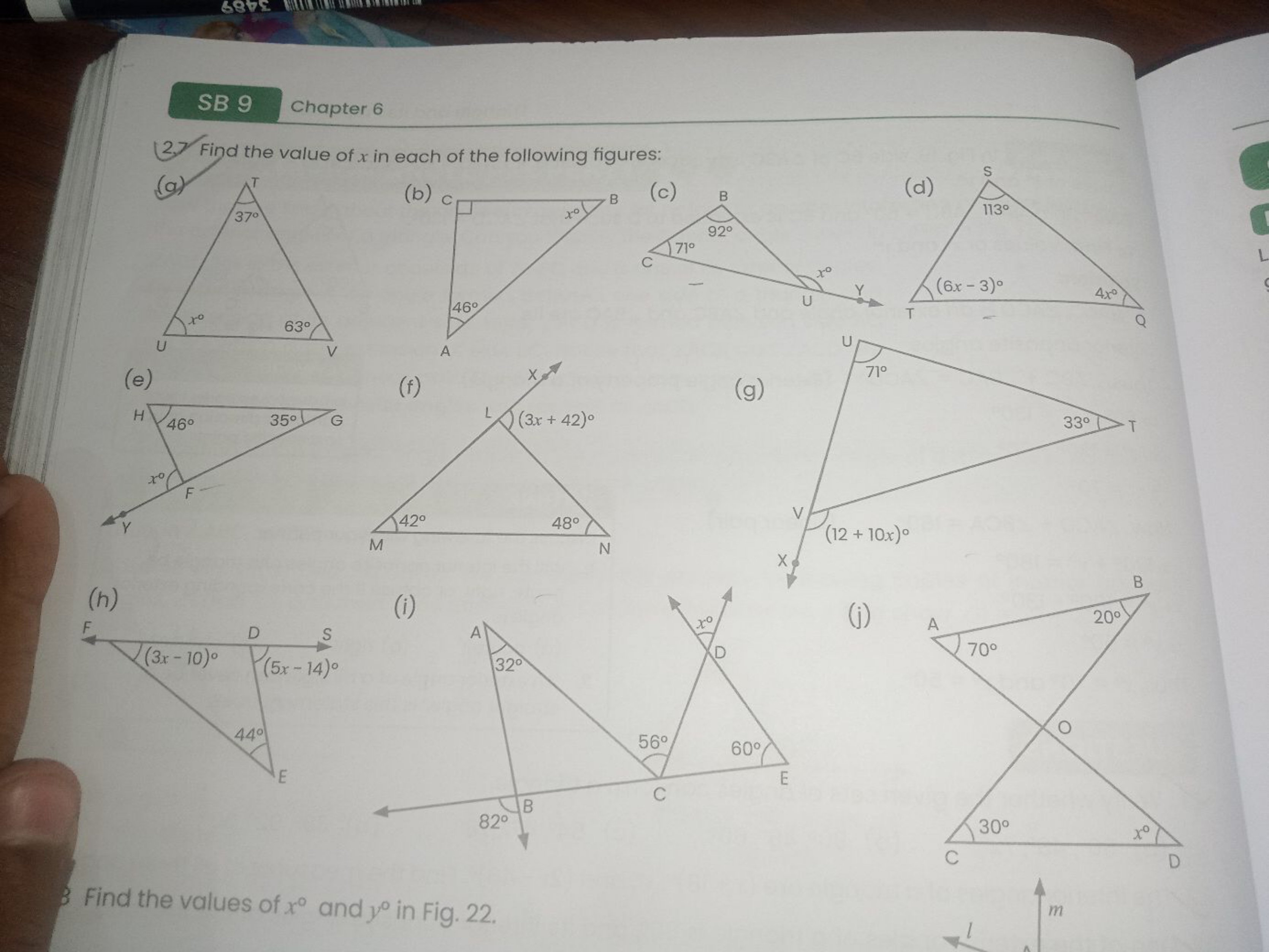 SB 9
Chapter 6
2.) Find the value of x in each of the following figure