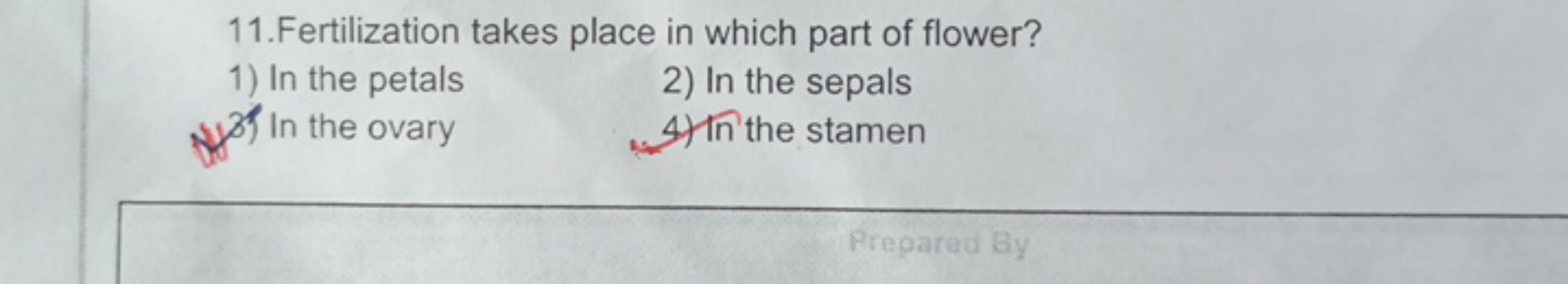 11.Fertilization takes place in which part of flower?
1) In the petals