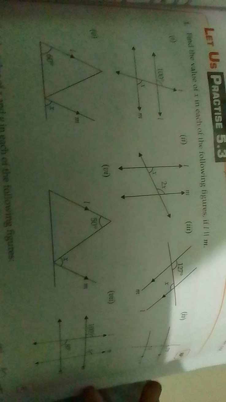 Let Us Pahotise 5.3
1. Find the value of it eath of the following figu