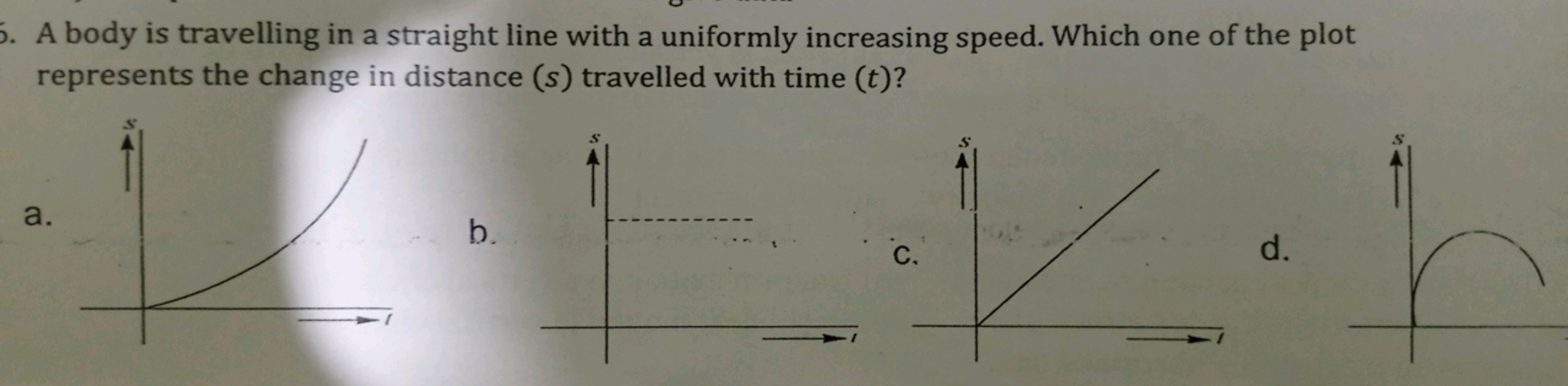 A body is travelling in a straight line with a uniformly increasing sp