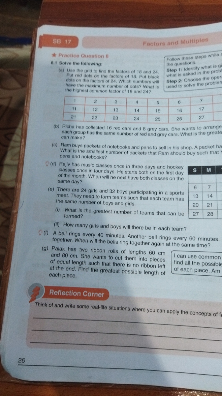 SB 17
Factors and Multiples
Practice Question 8
8.1 Solve the followin