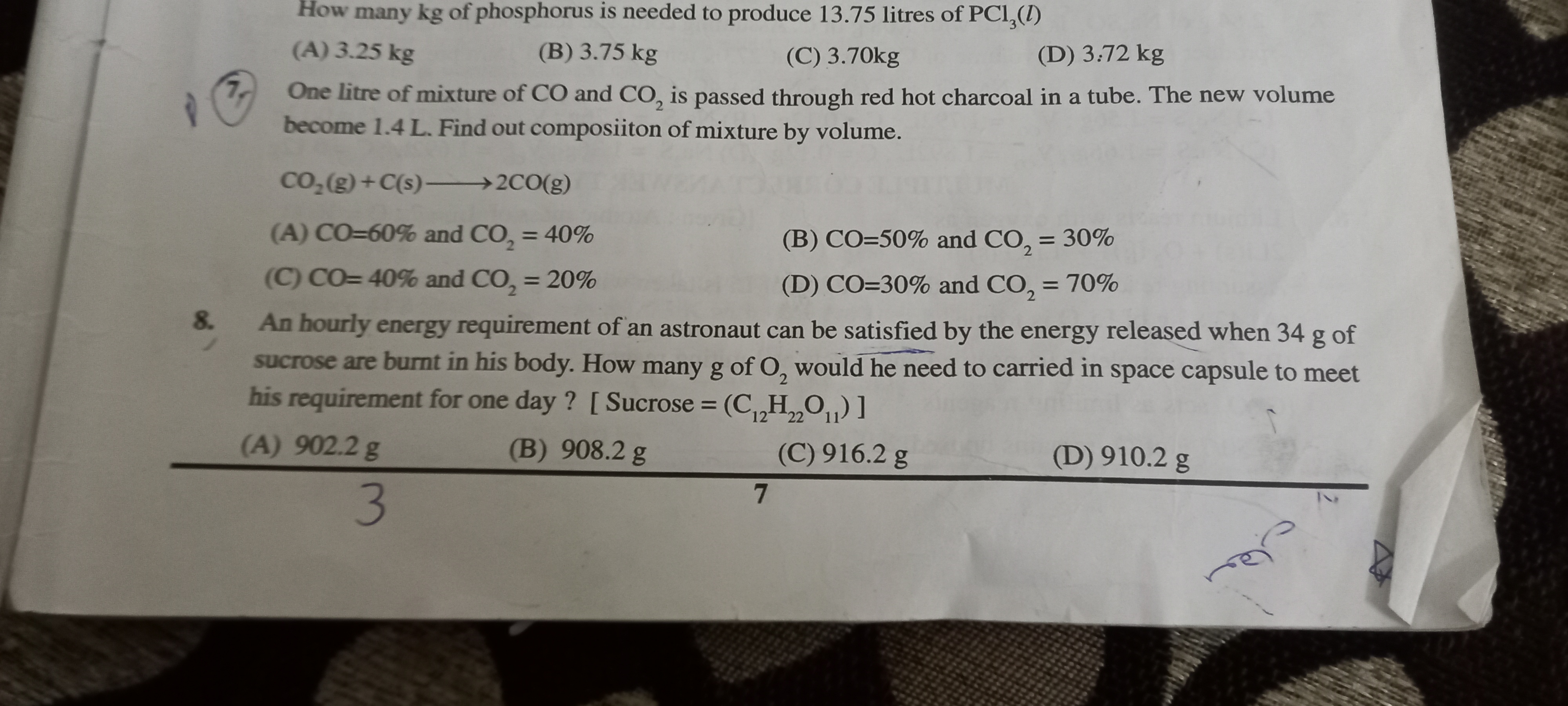 How many kg of phosphorus is needed to produce 13.75 litres of PCl3​(l