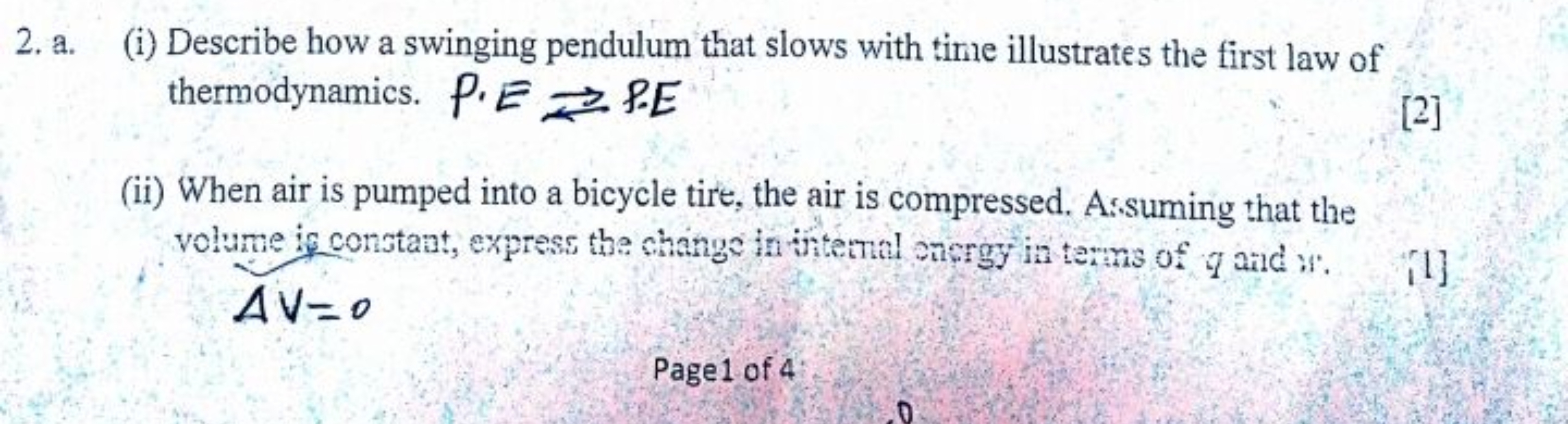 2. a. (i) Describe how a swinging pendulum that slows with time illust