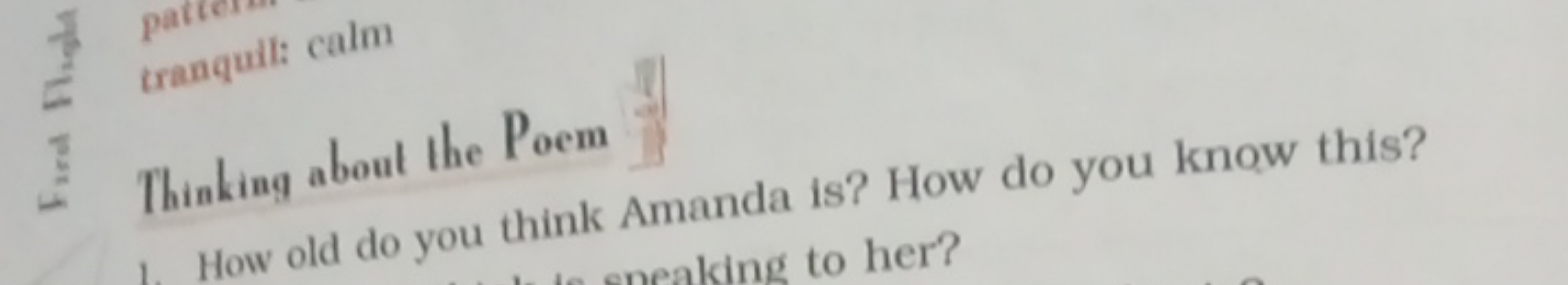 tranquil: calm
Thinking about the Poem
1. How old do you think Amanda 