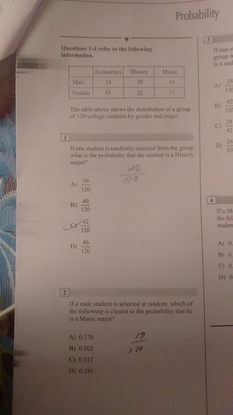 Probability

Questions 1−4 refer to the following information.
Economi