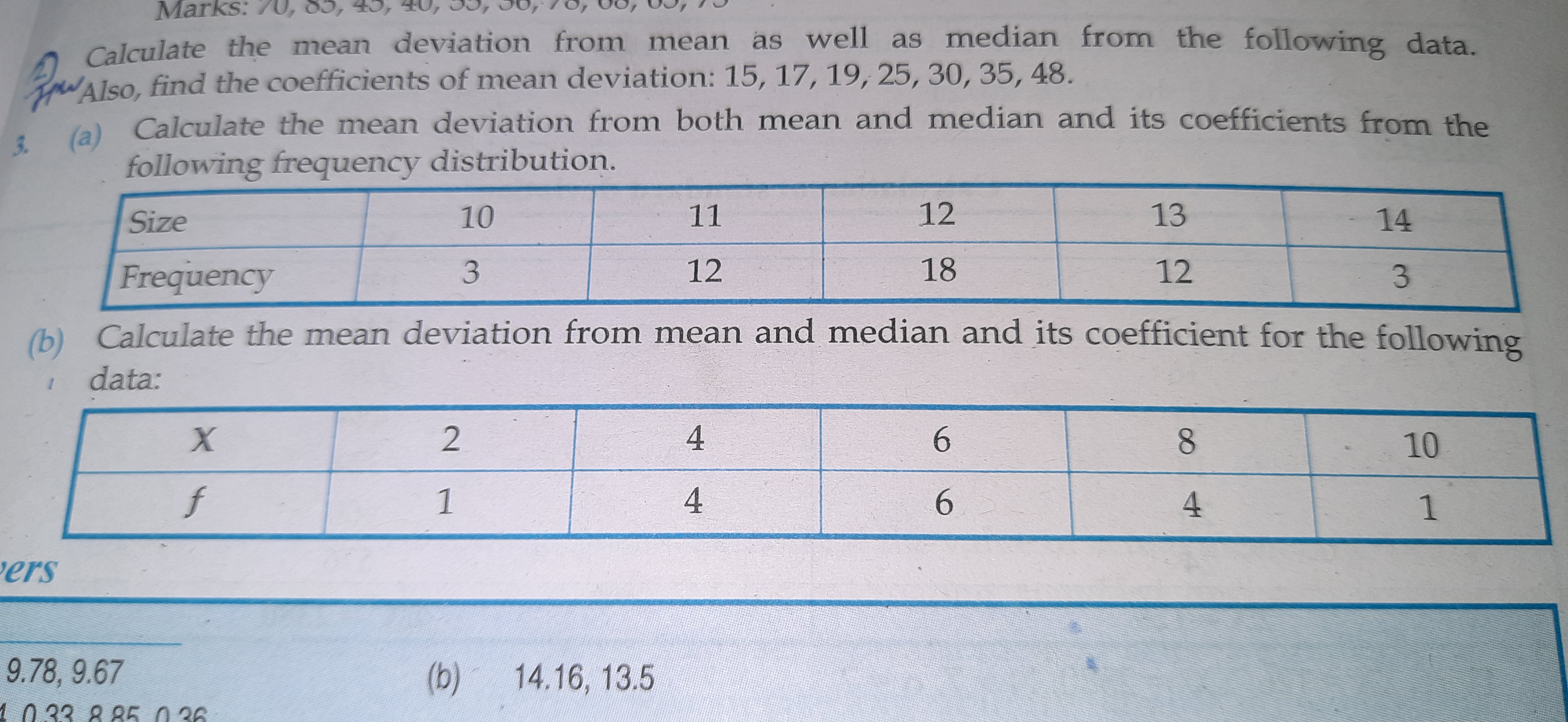 Pr Calculate the mean deviation from mean as well as median from the f