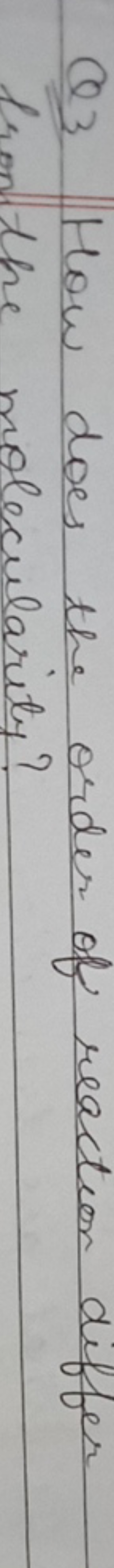 Q3 How does the order of reaction differ In om the molecularity?