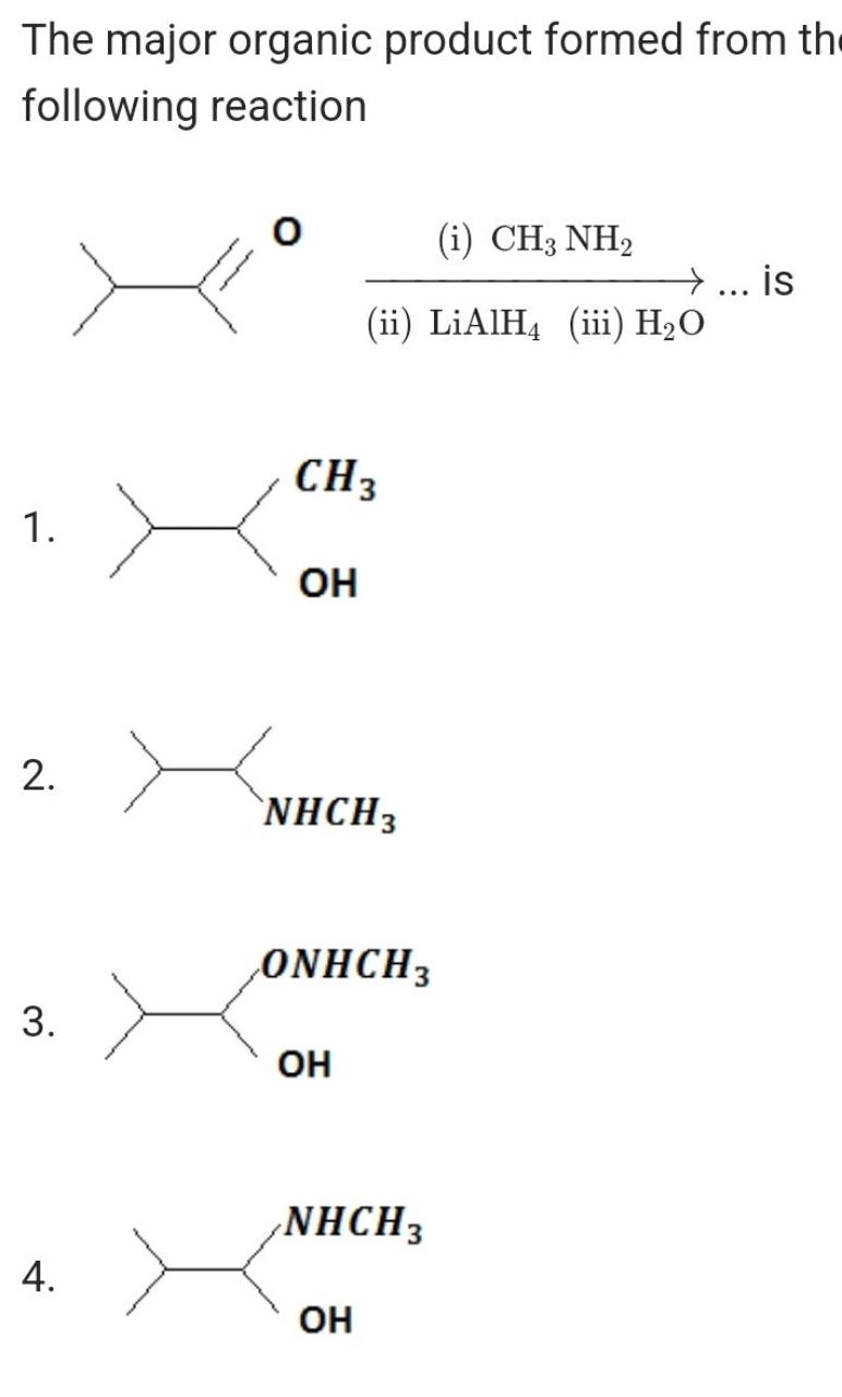 The major organic product formed from th following reaction
CC(=O)C(C)