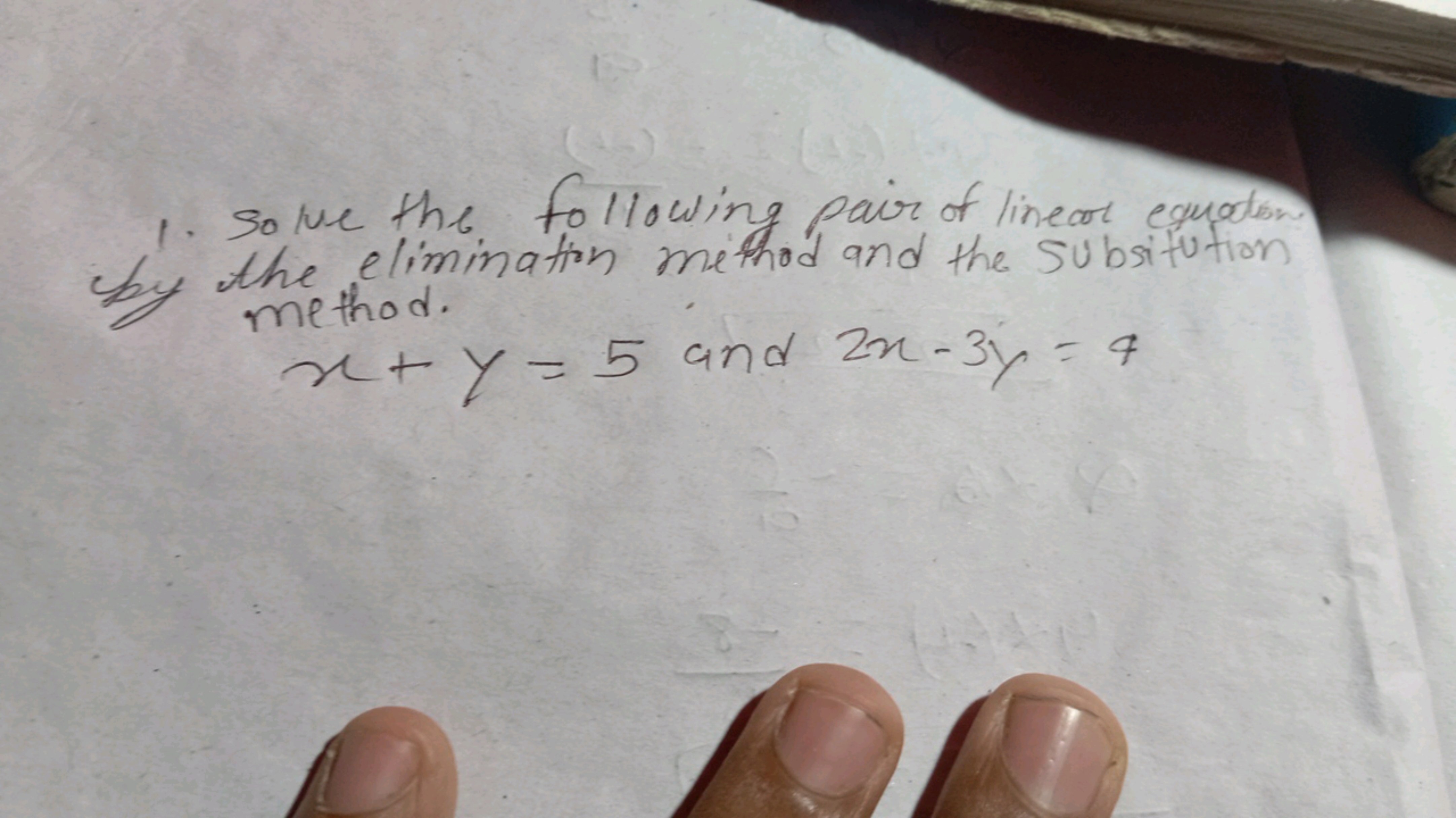 1. So we the following pair of linear equation shy the elimination met