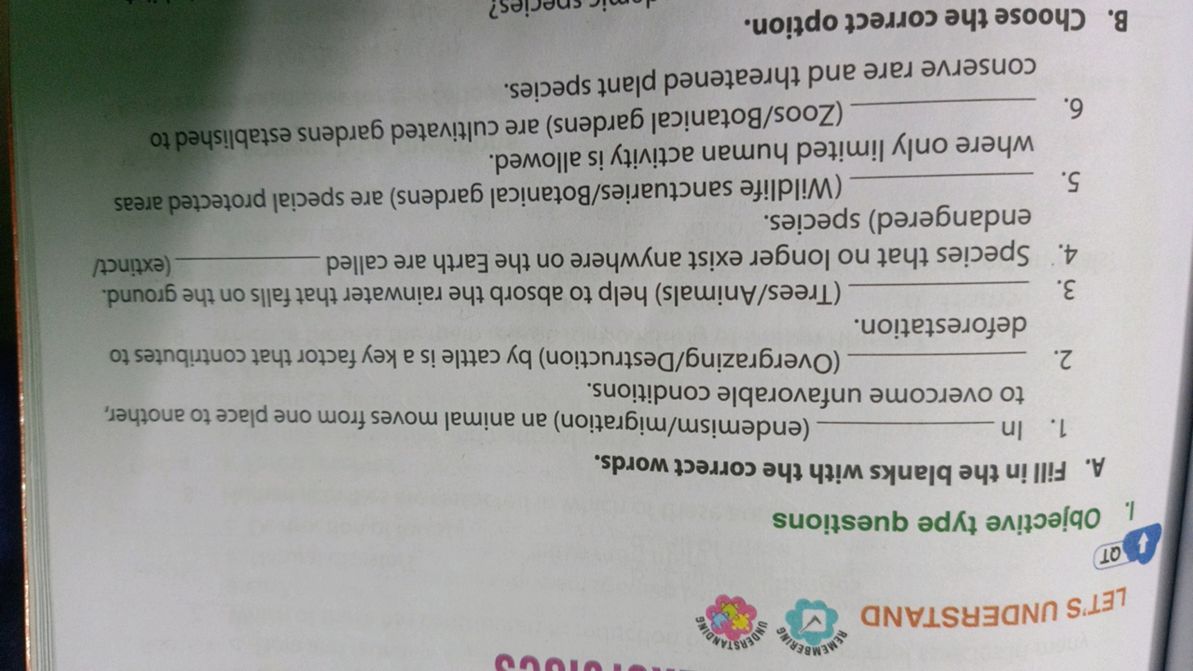 LET'S UNDERSTAND
(QT)
I. Objective type questions
A. Fill in the blank