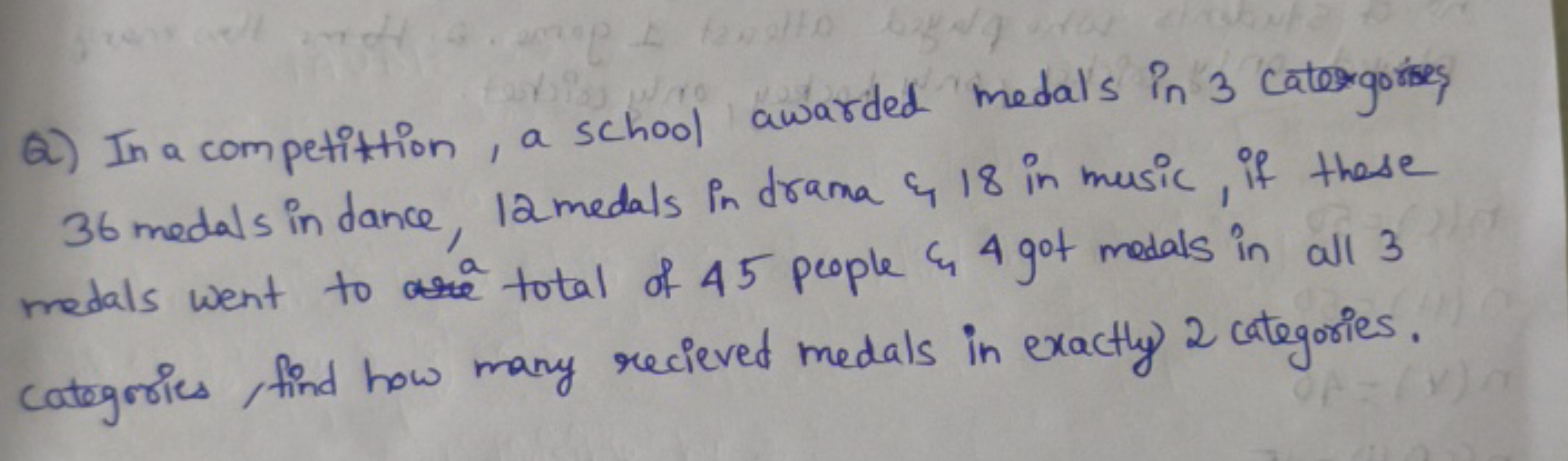 Q) In a competition, a school awarded medals in 3 catergotines 36 meda