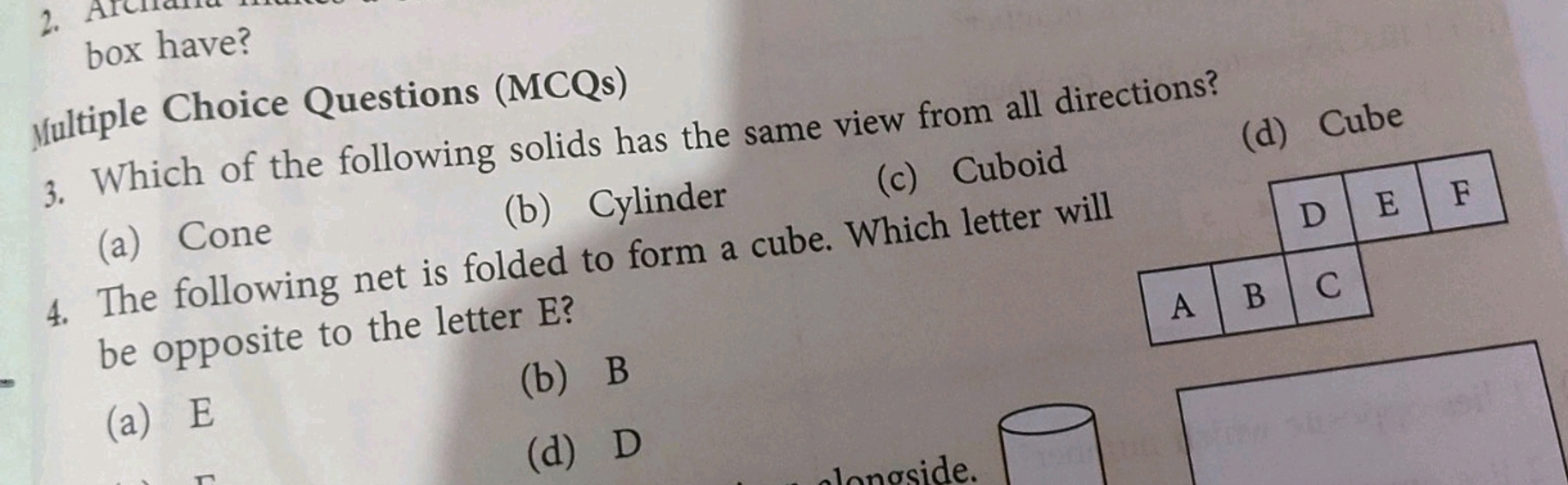 box have?
prultiple Choice Questions (MCQs)
3. Which of the following 