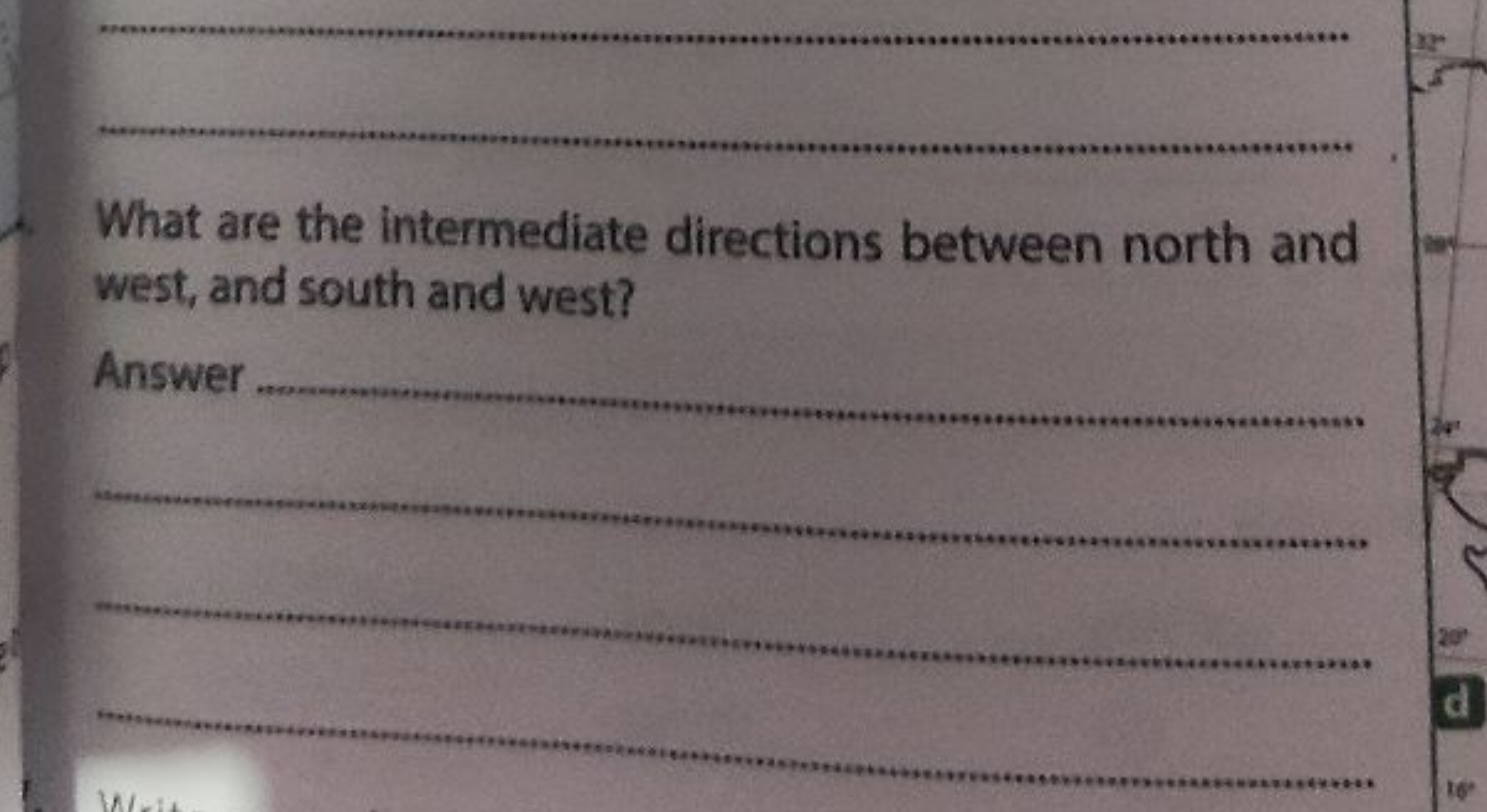 What are the intermediate directions between north and west, and south