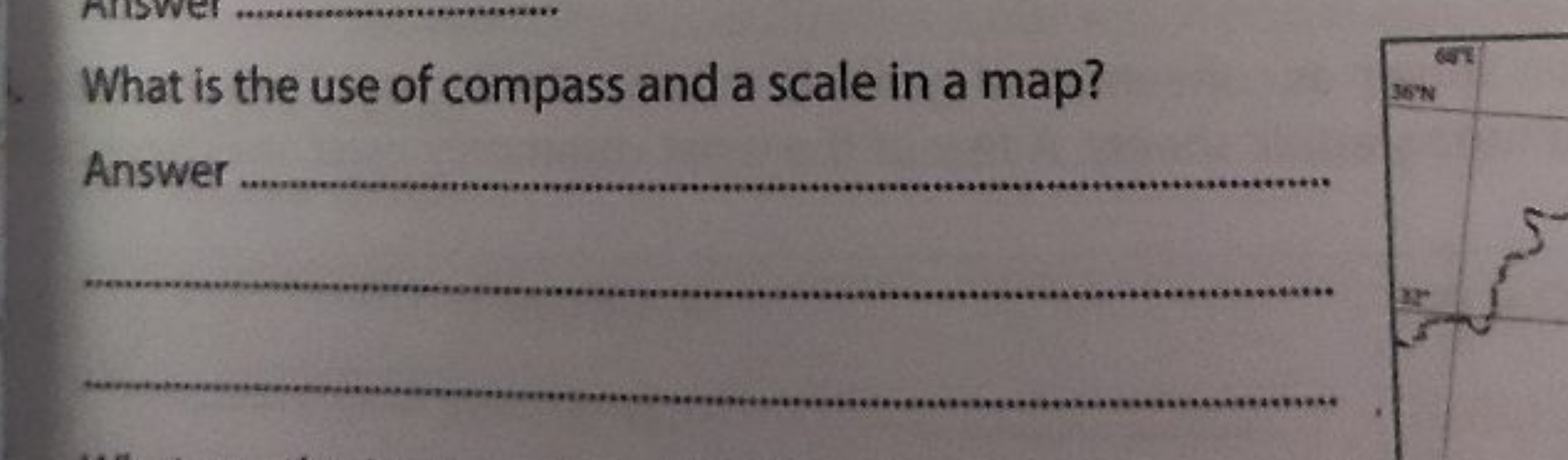 What is the use of compass and a scale in a map?
Answer   