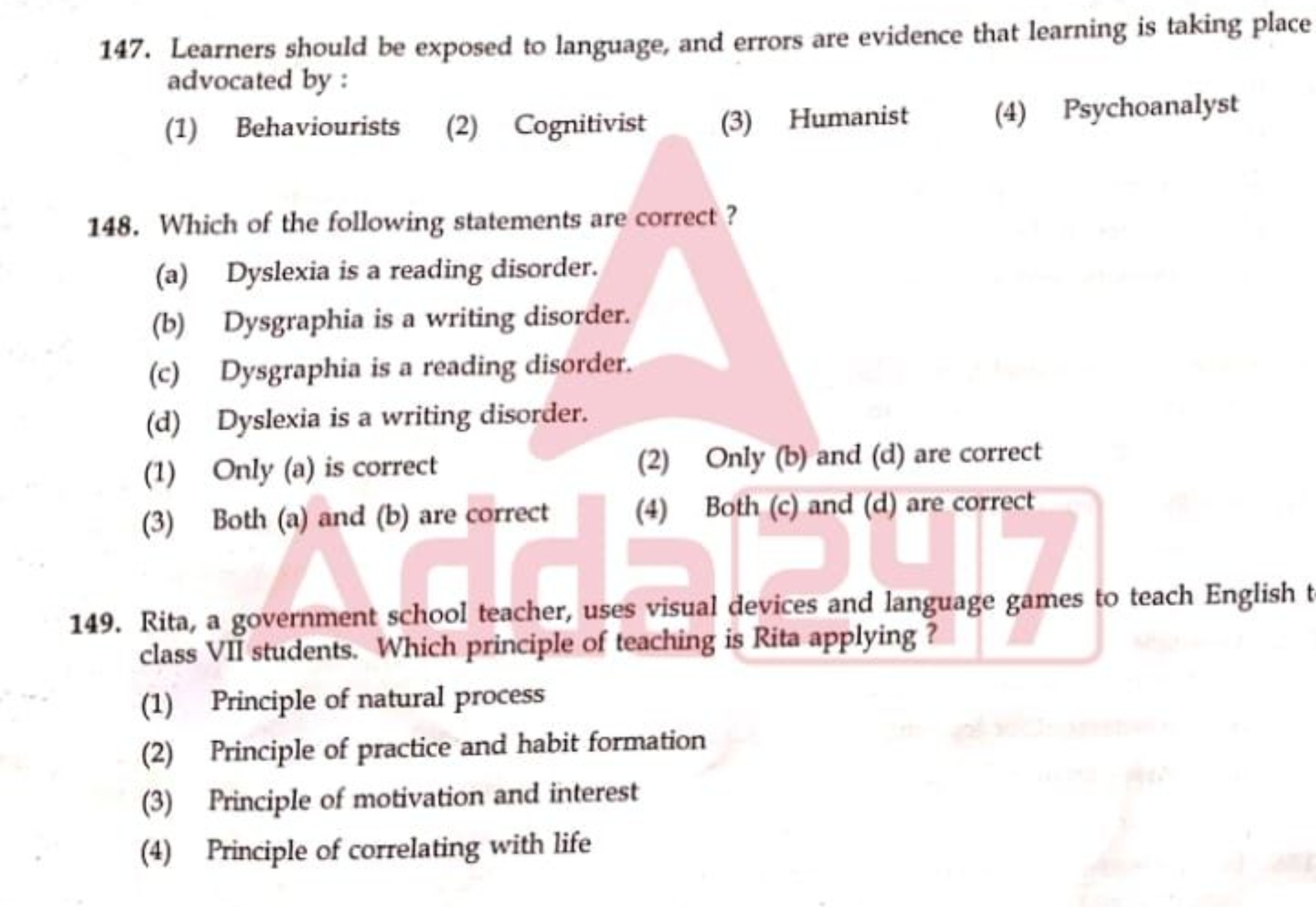 147. Learners should be exposed to language, and errors are evidence t