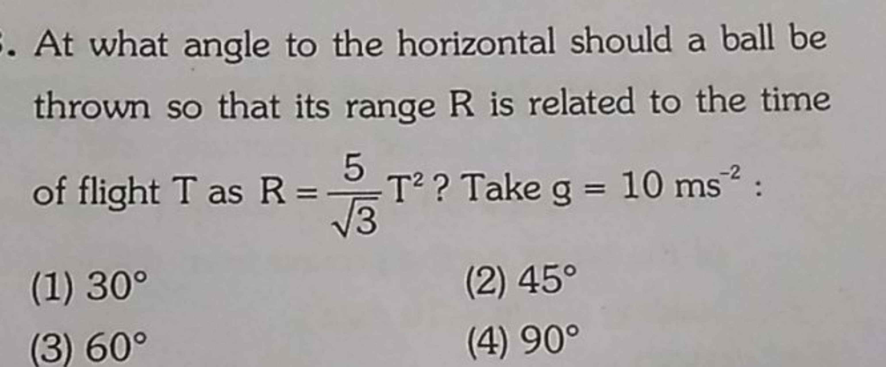 At what angle to the horizontal should a ball be thrown so that its ra