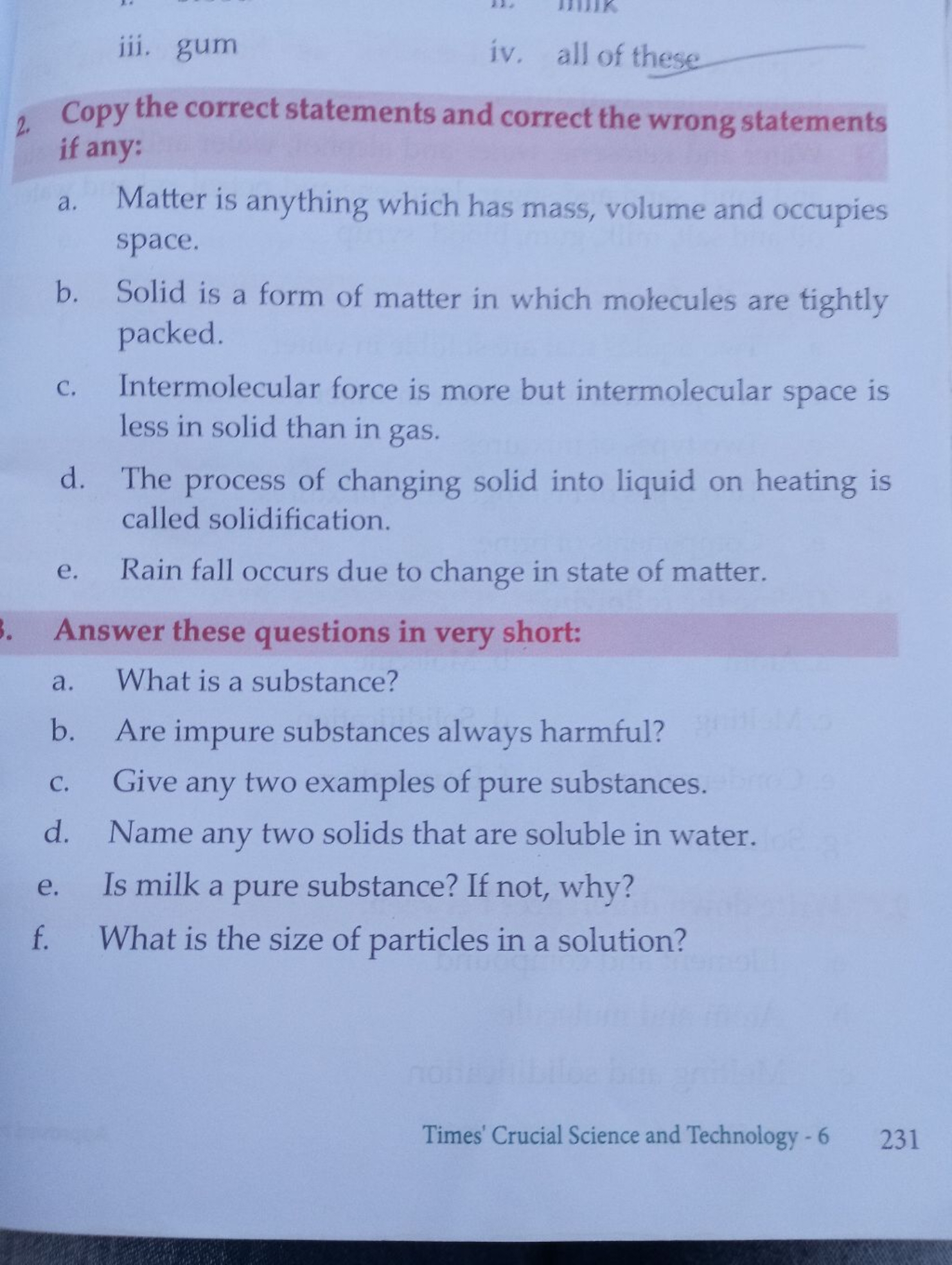 2. Copy the correct statements and correct the wrong statements if any