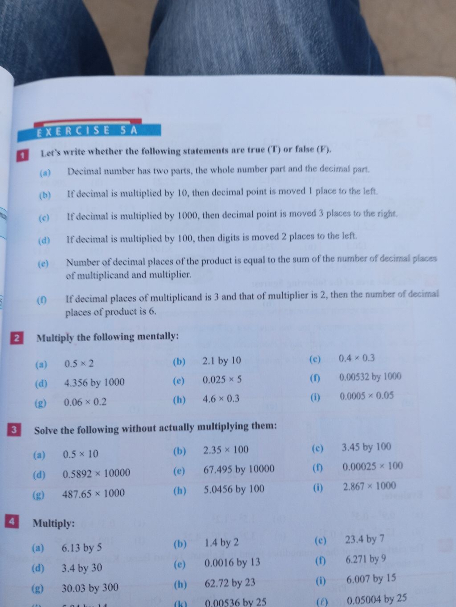 EXERCISESA
1. Lef's write whether the following statements are true (T