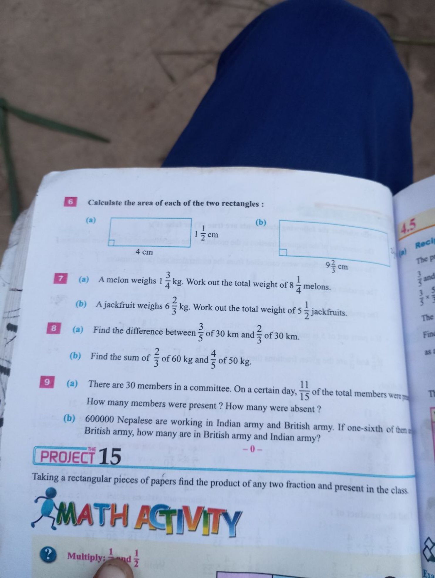 6 Calculate the area of each of the two rectangles :
(a)
(b)
7 (a) A m