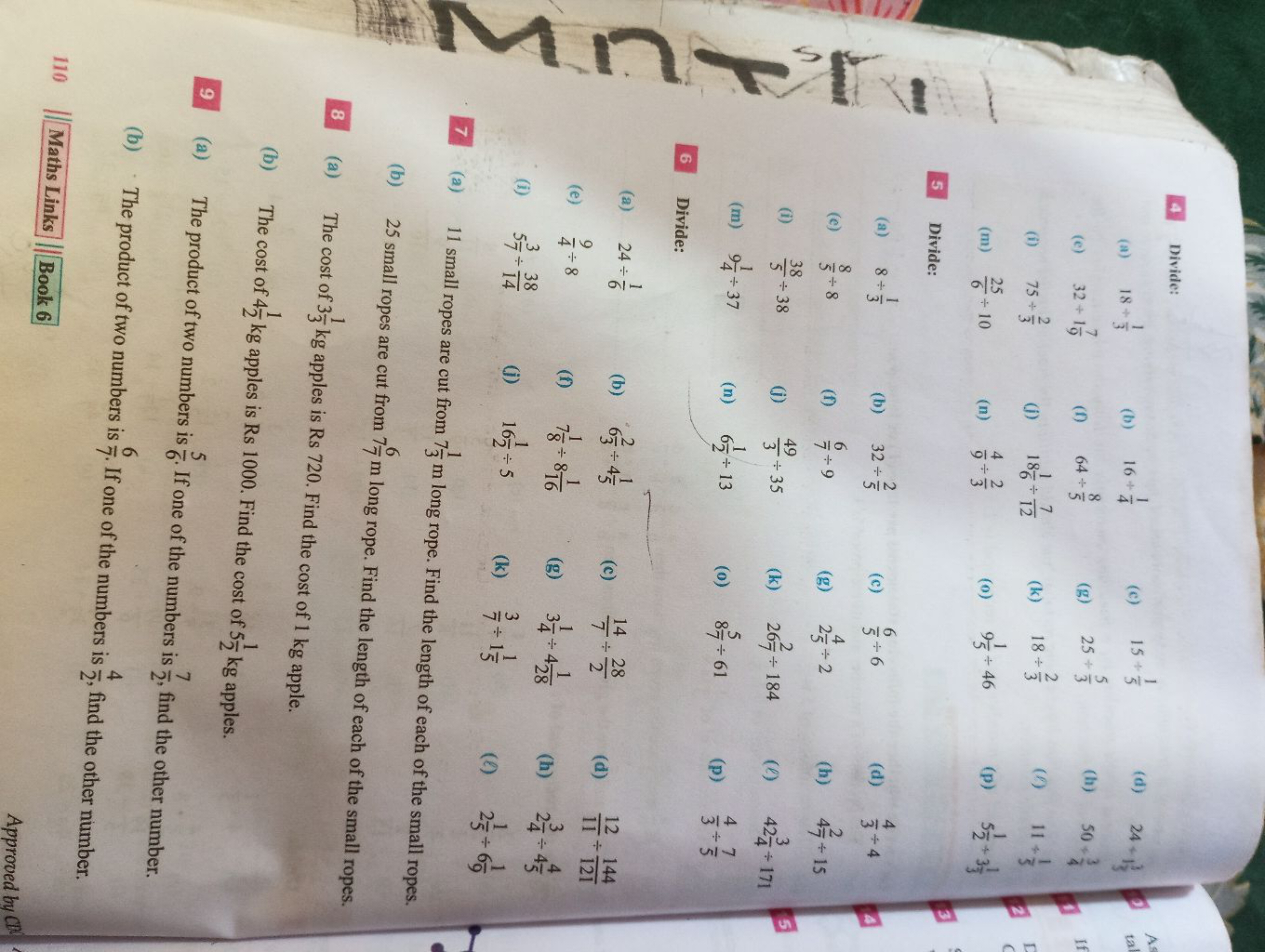 4 Divide:
(a) 18+
(e) 32+1
(i) 75
75 +3
(m) 25 +10
5
Divide:
(b) 16+ 1