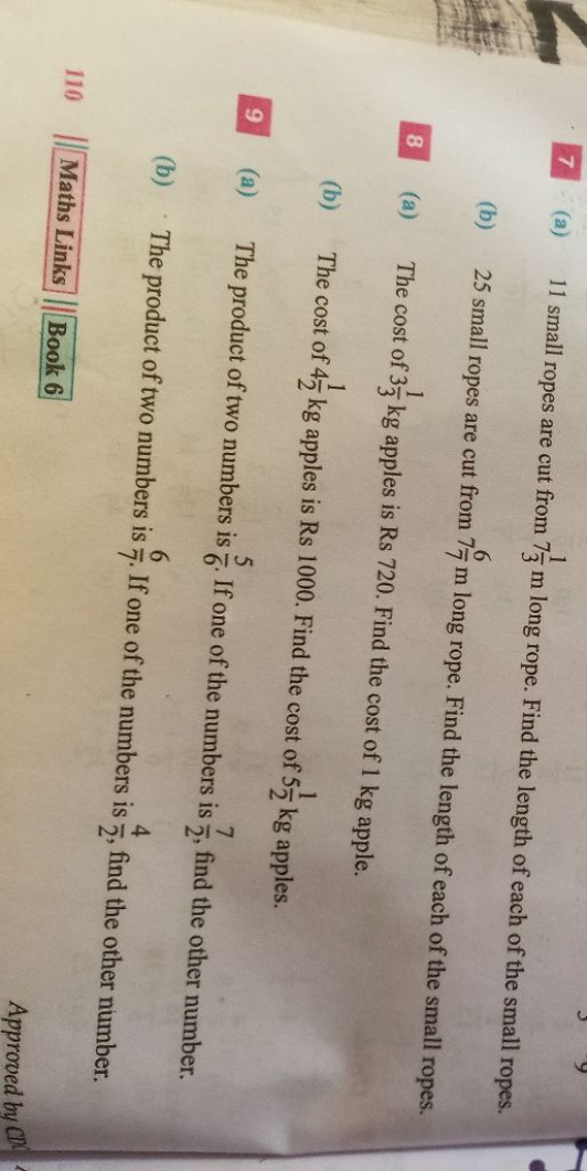 7 (a) 11 small ropes are cut from 731​ m long rope. Find the length of