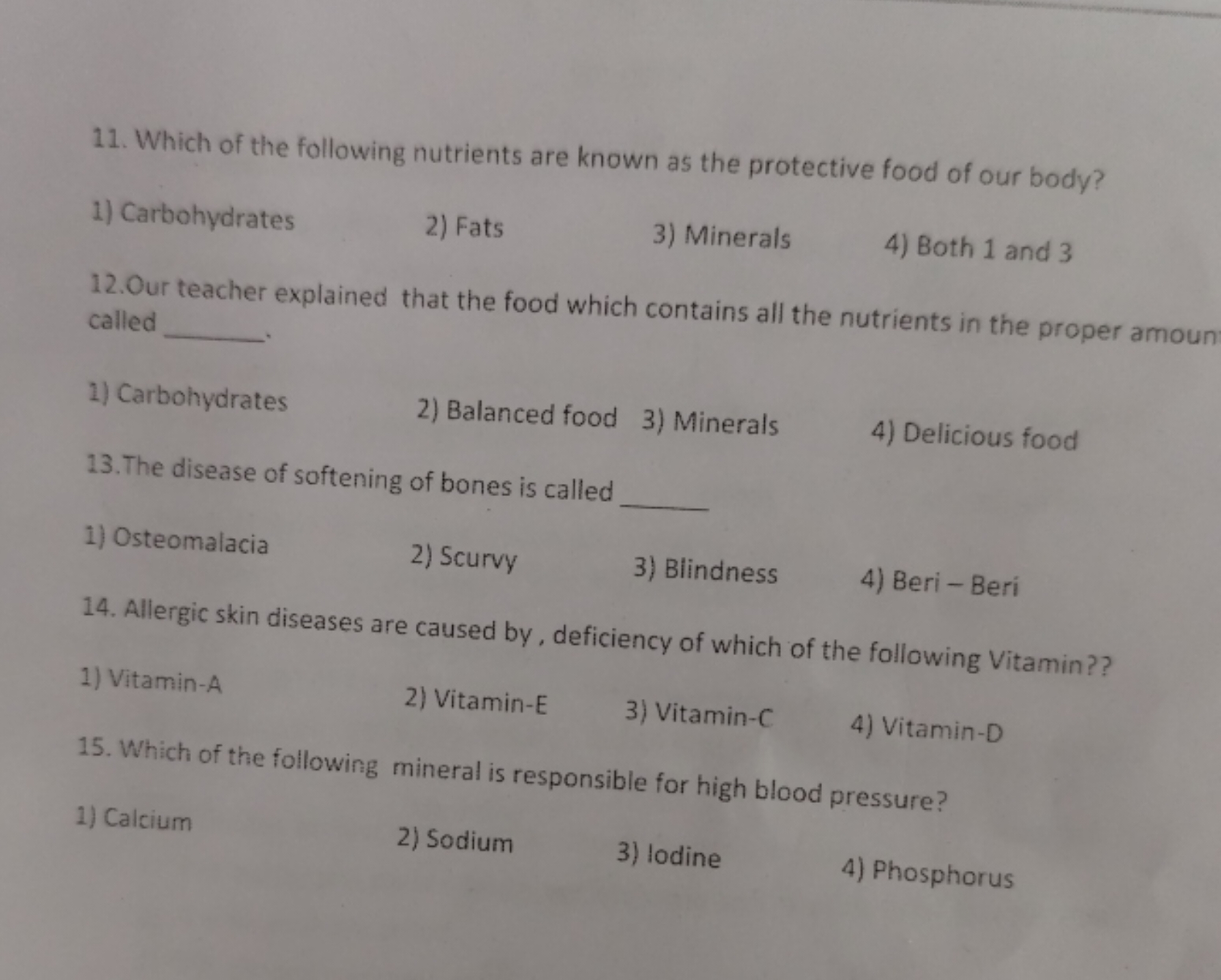 11. Which of the following nutrients are known as the protective food 