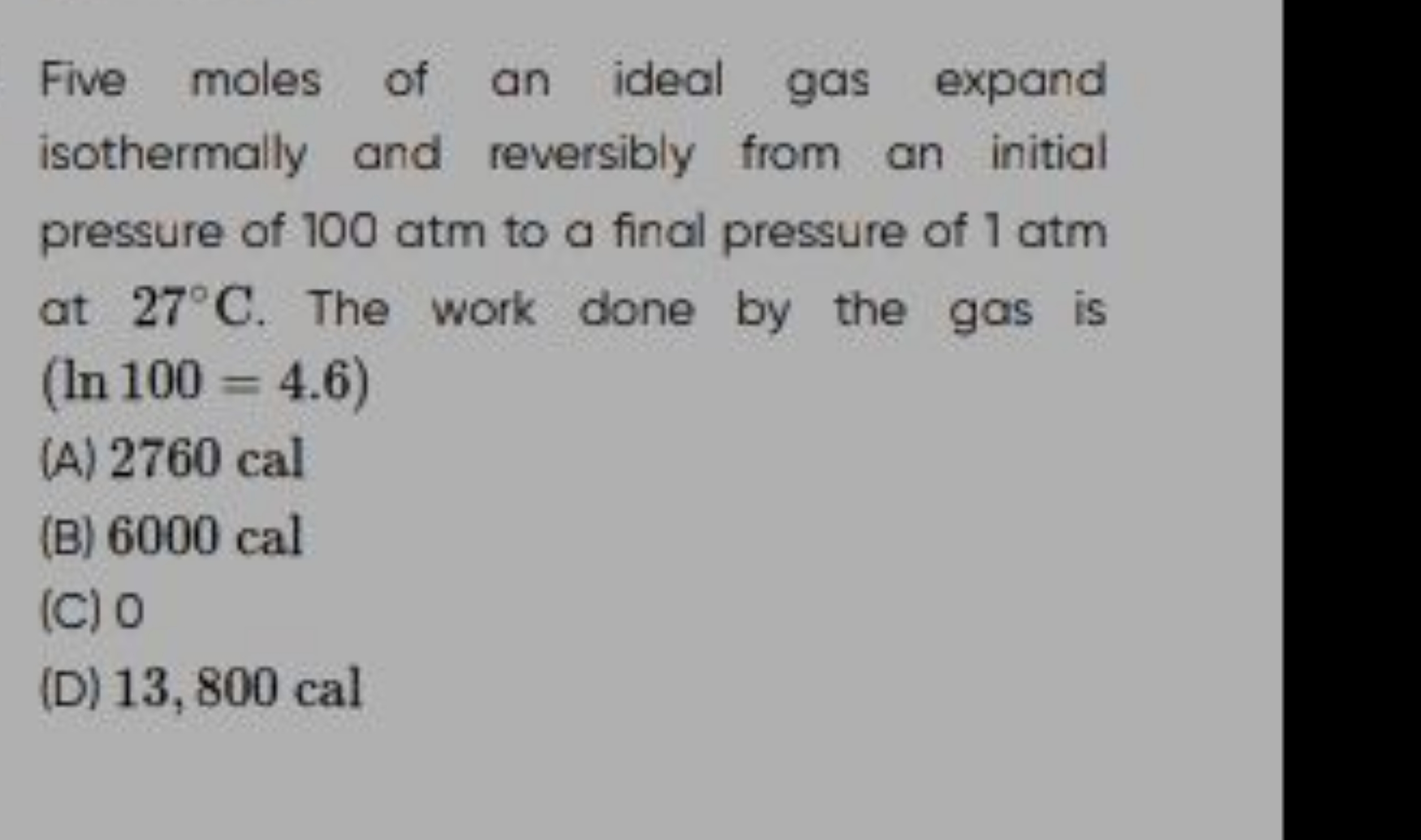 Five moles of an ideal gas expand isothermally and reversibly from an 