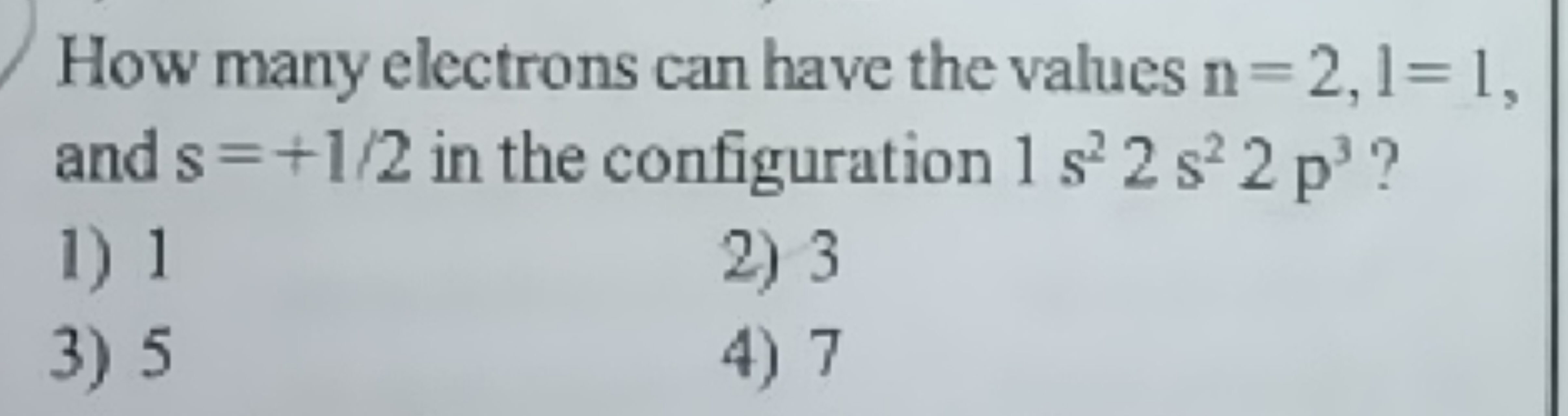 How many electrons can have the values n=2,1=1, and s=+1/2 in the conf