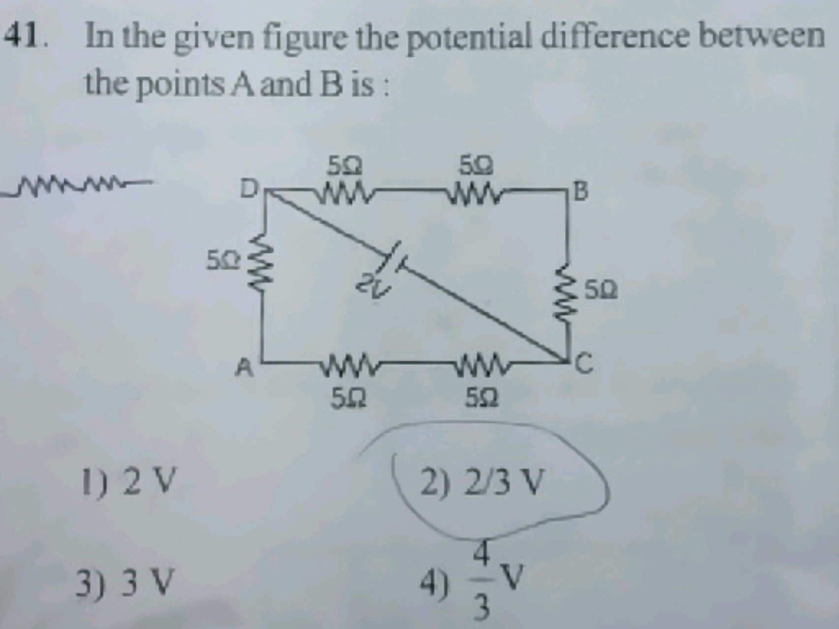 41. In the given figure the potential difference between the points A 