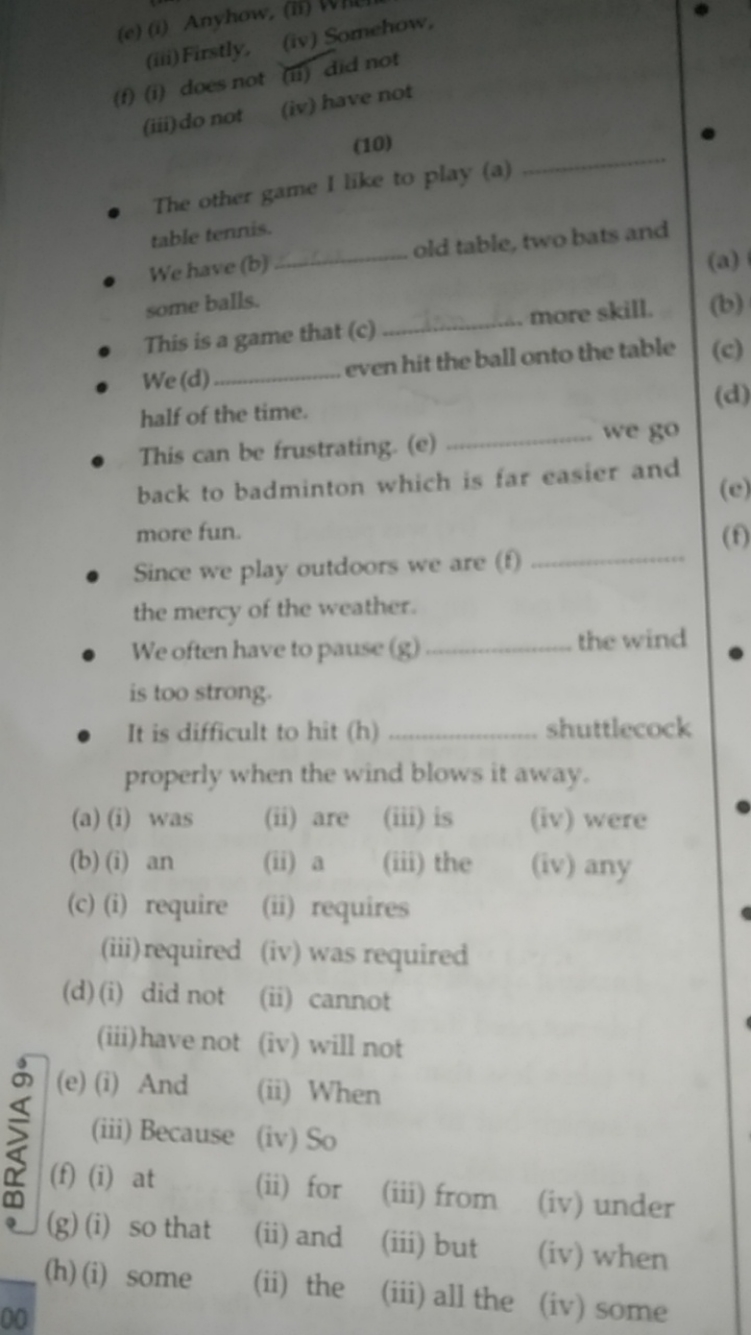 (c) (i) Anyhow,
(ii) Fintly
(iv) Sonchow,
(i) (i) does not
(ii) drd no