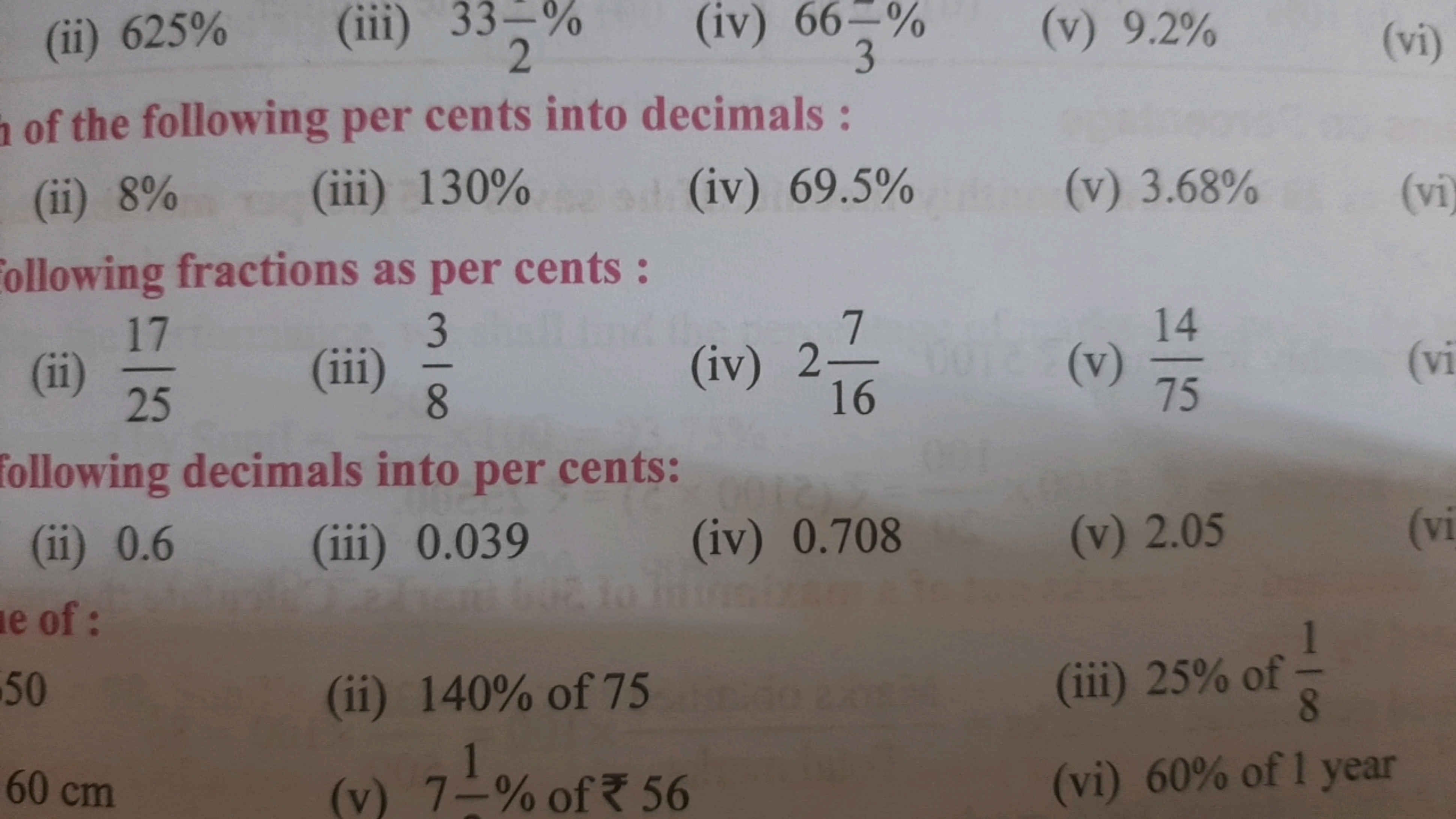 (ii) 625%
(iii) 332−​%
(iv) 663−​%
(v) 9.2%
(vi)
1 of the following pe