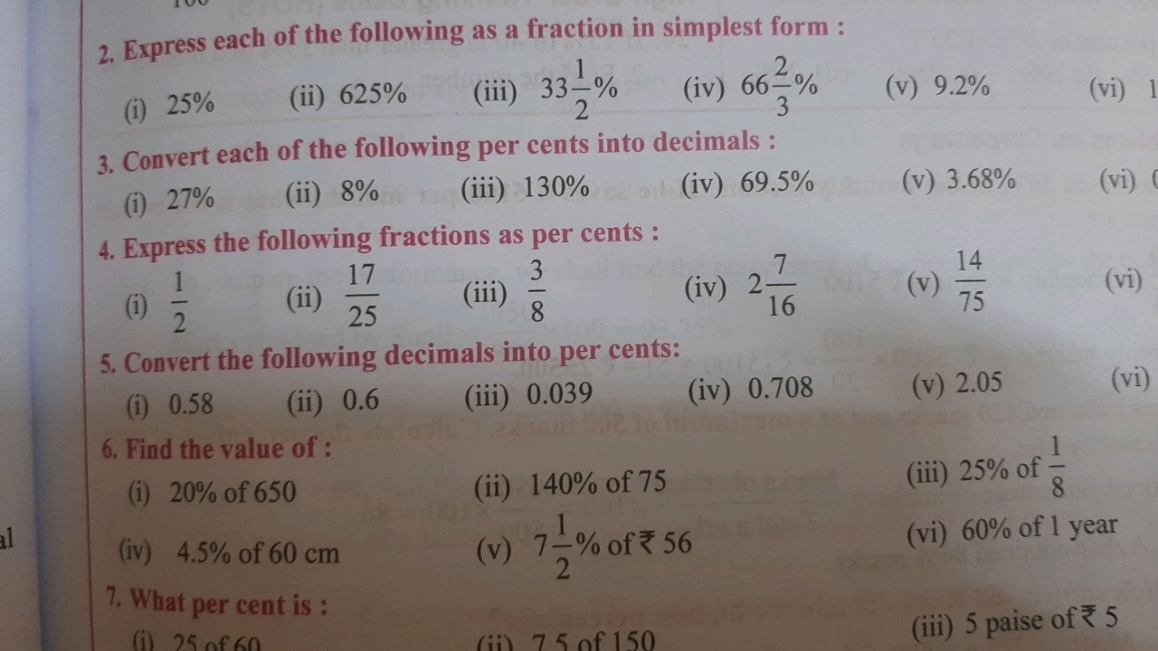 2. Express each of the following as a fraction in simplest form :
(i) 