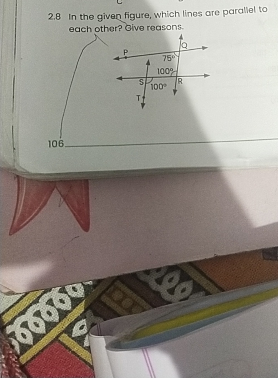 2.8 In the given figure, which lines are parallel to each other? Give 