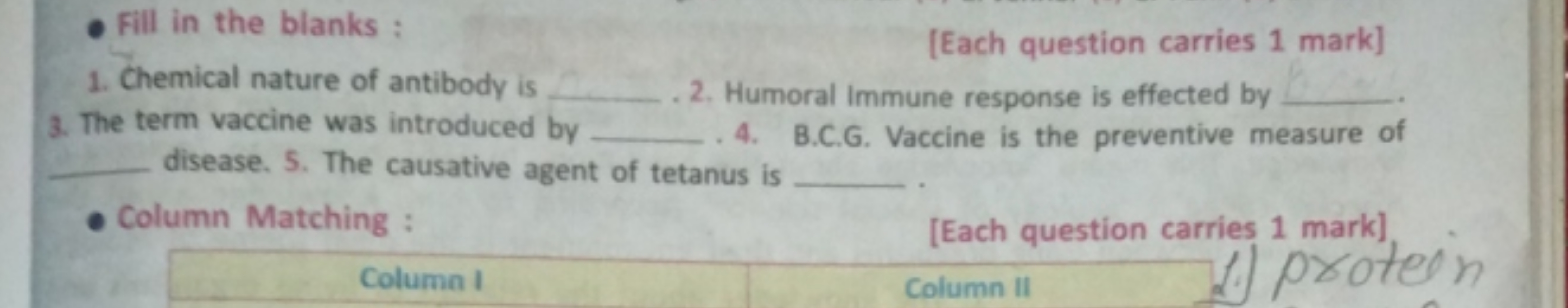 - Fill in the blanks :
[Each question carries 1 mark]
1. Chemical natu