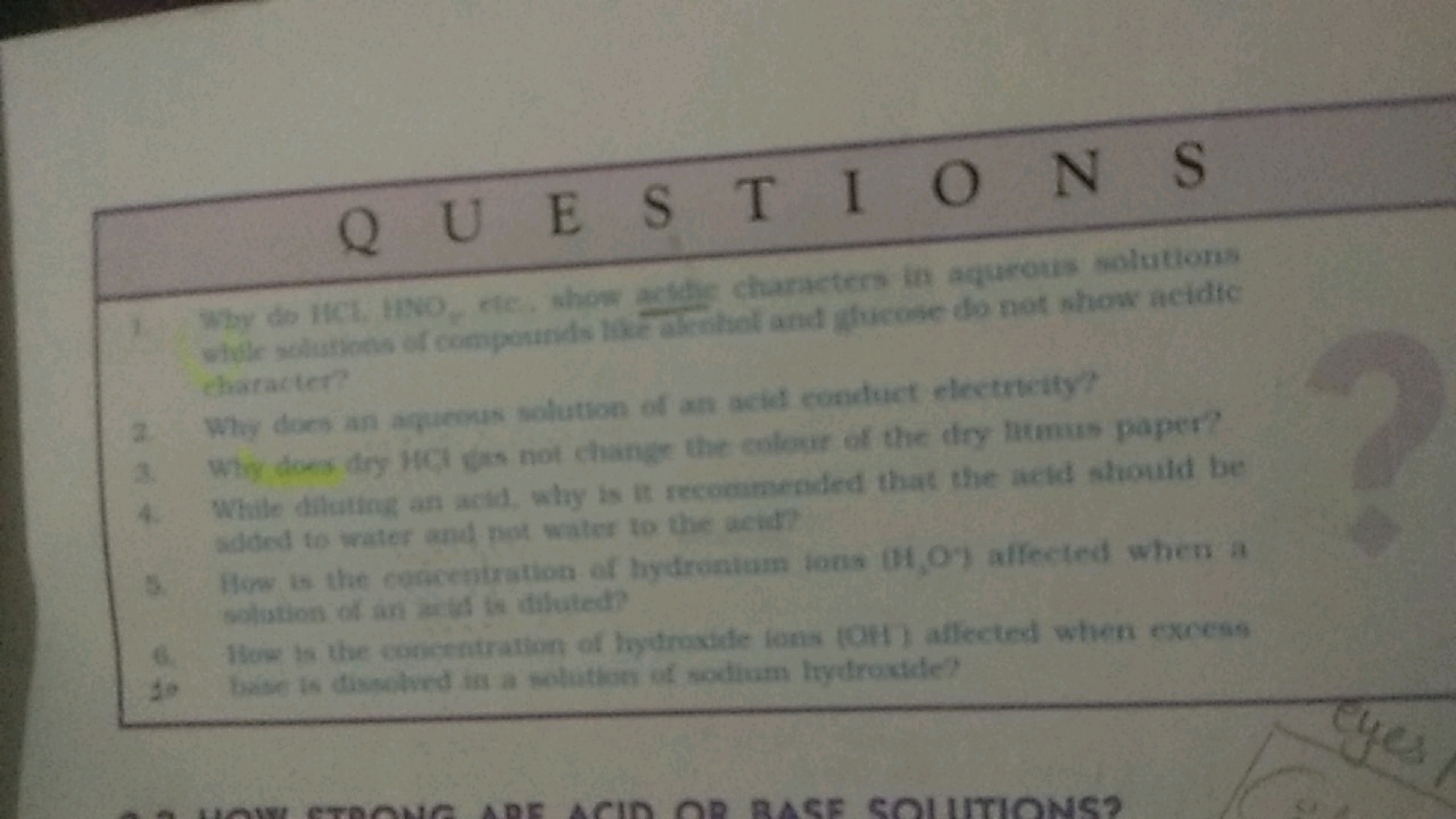 1. Why do HCl. HNO ete. show actic characters in agurous molutions wiv