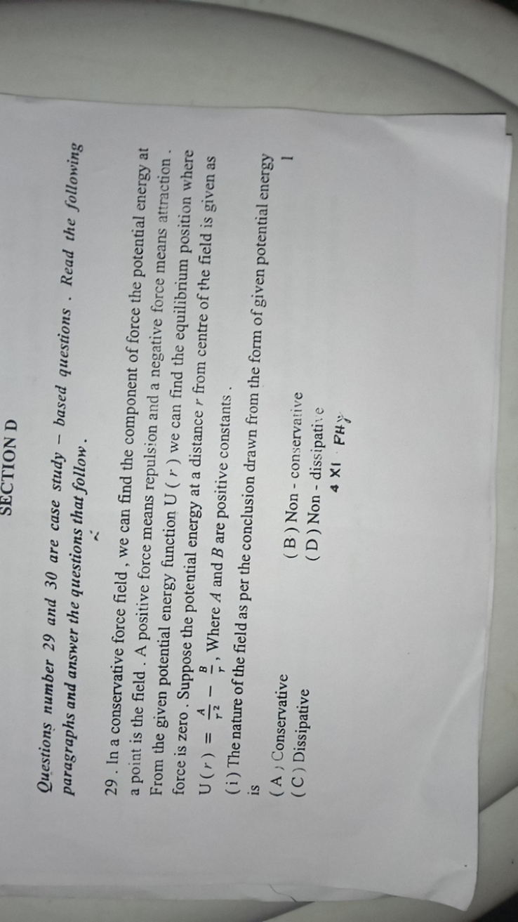 SECTION D
Questions number 29 and 30 are case study - based questions 