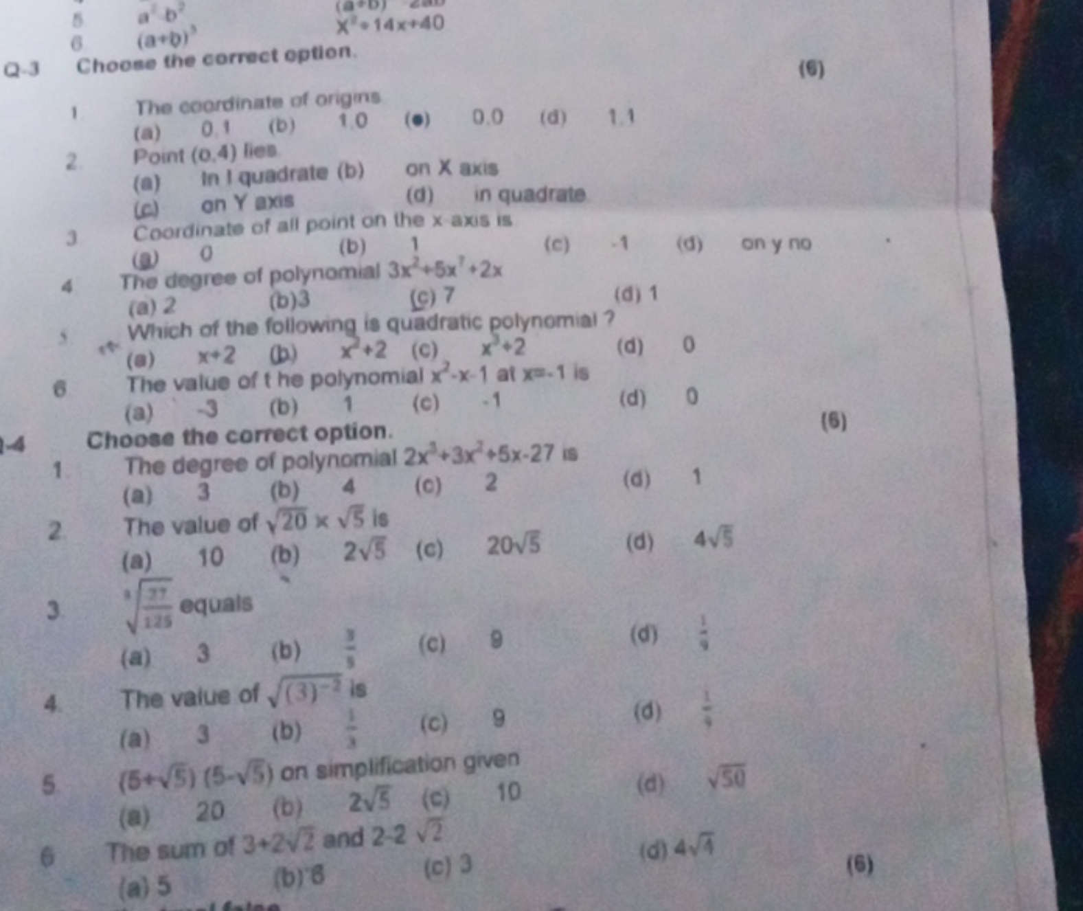 Q-3
5
a2b2
6
(a+b)′
(0∗0)
Choose the correct option.
(6)
1 The coordin