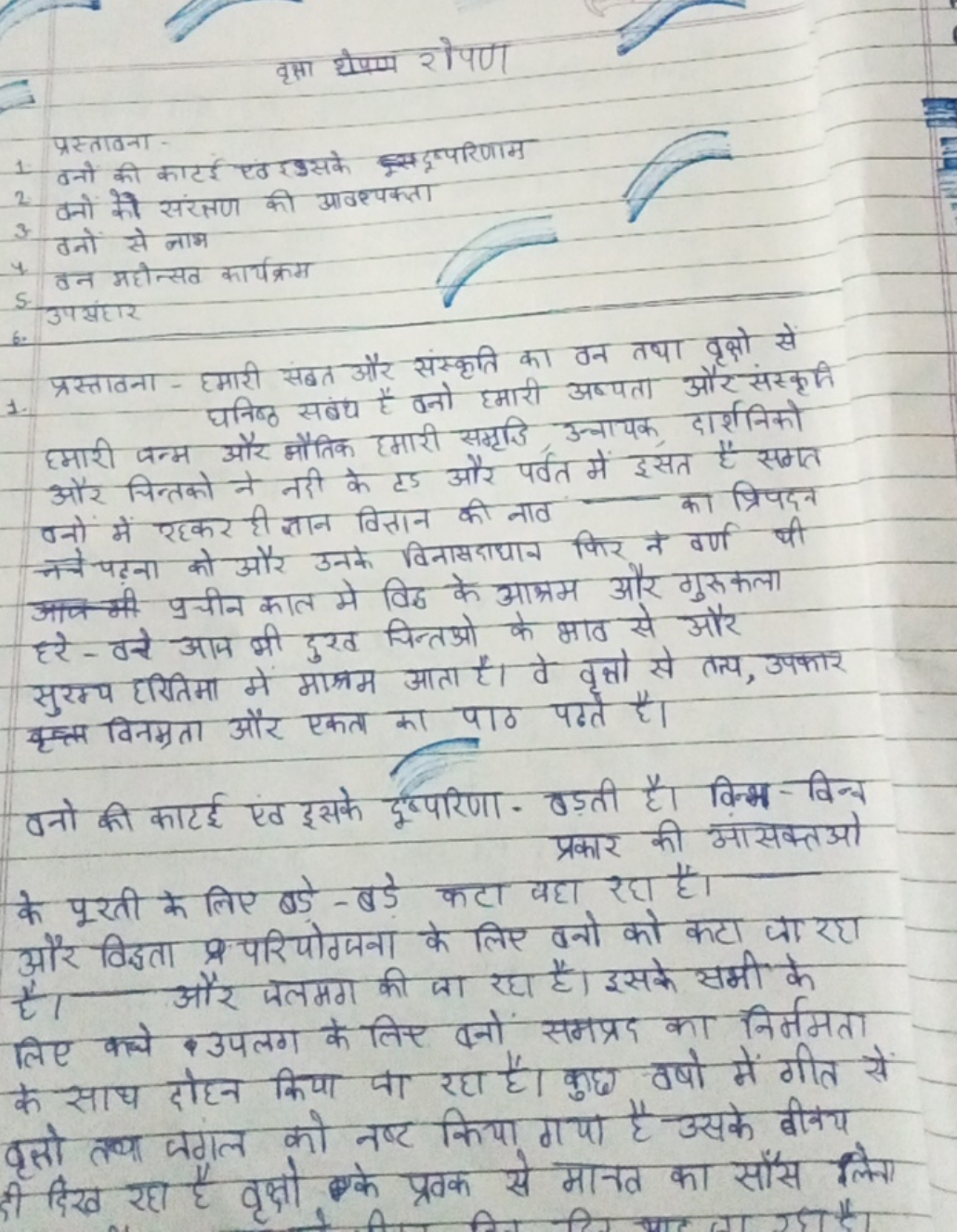 वृक्ता थैप्ण रोपण
1. बनों की काटई एव उसके दूष्परिणाम
2 वनों को संरत्षण