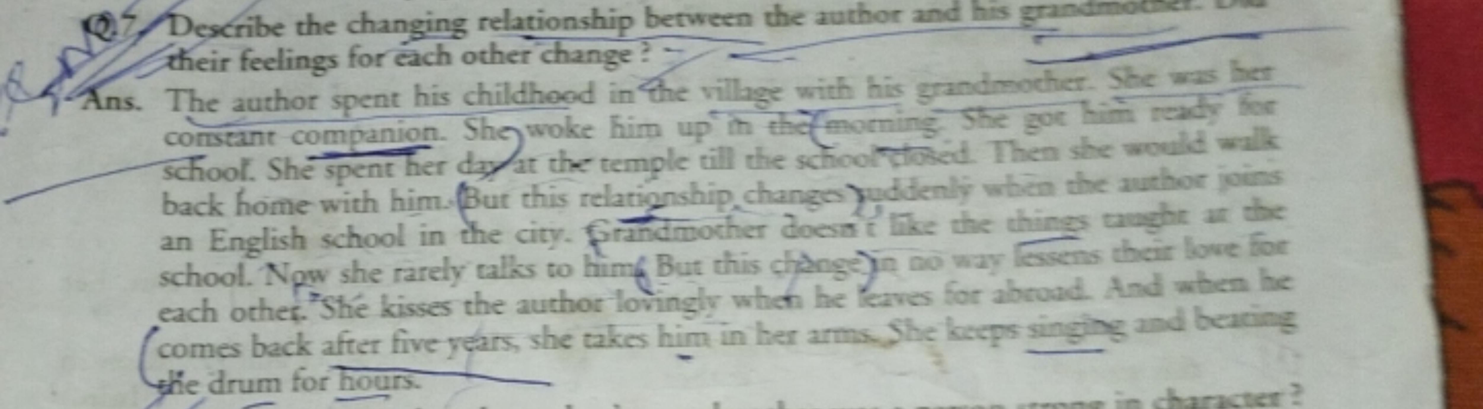 Q. . Describe the changing relationship between the author and his the